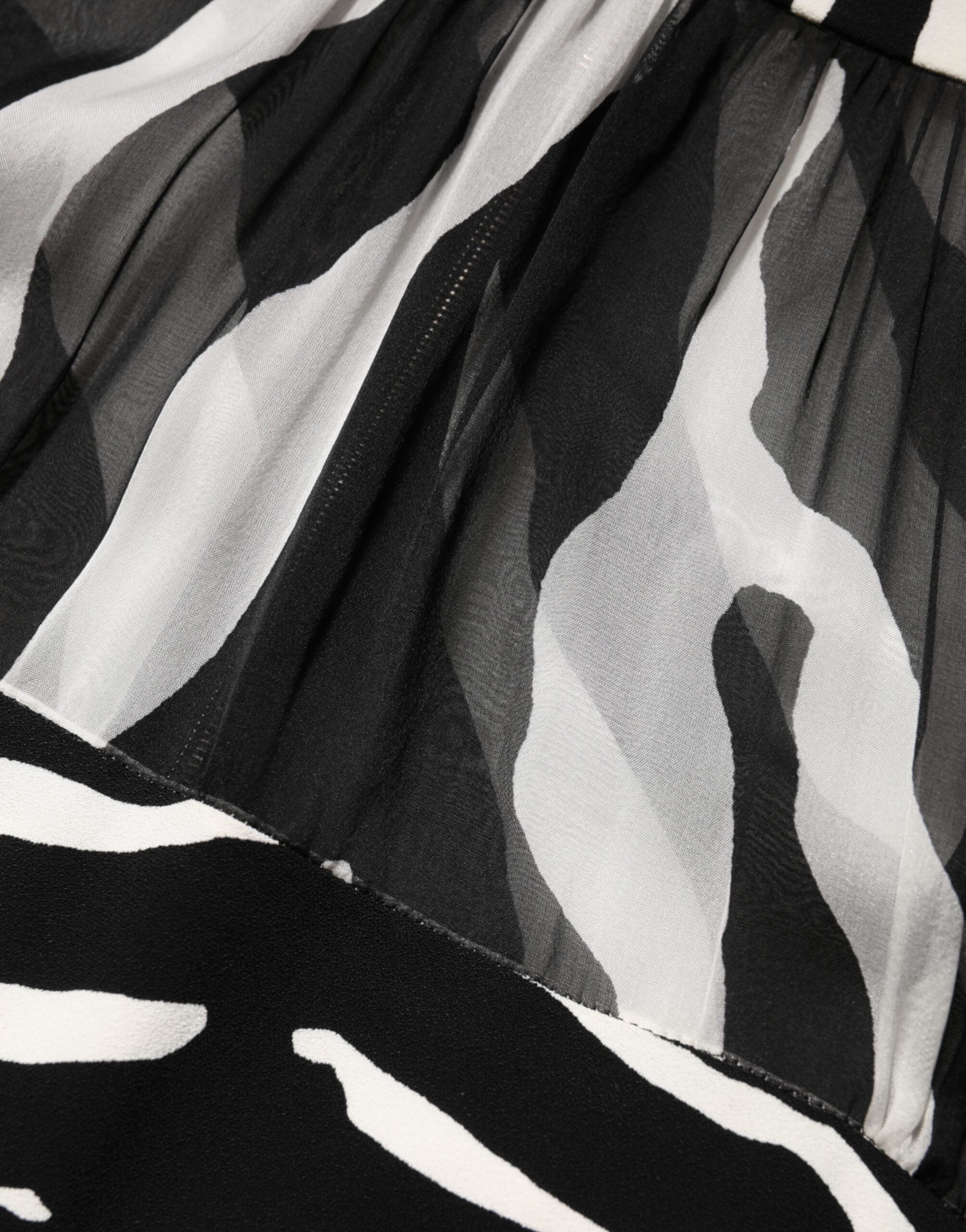 Dolce & Gabbana Zebra Print Chiffon Paneled Crop Blouse Top