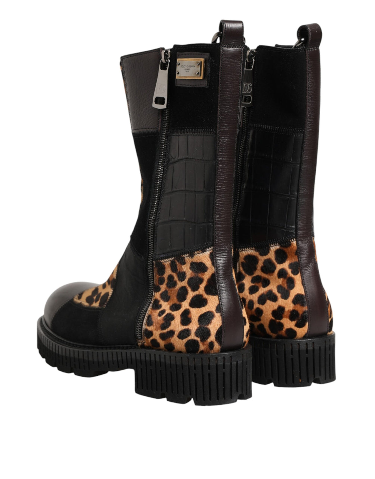 Dolce & Gabbana Multicolor Leopard Mid Calf Boots Shoes