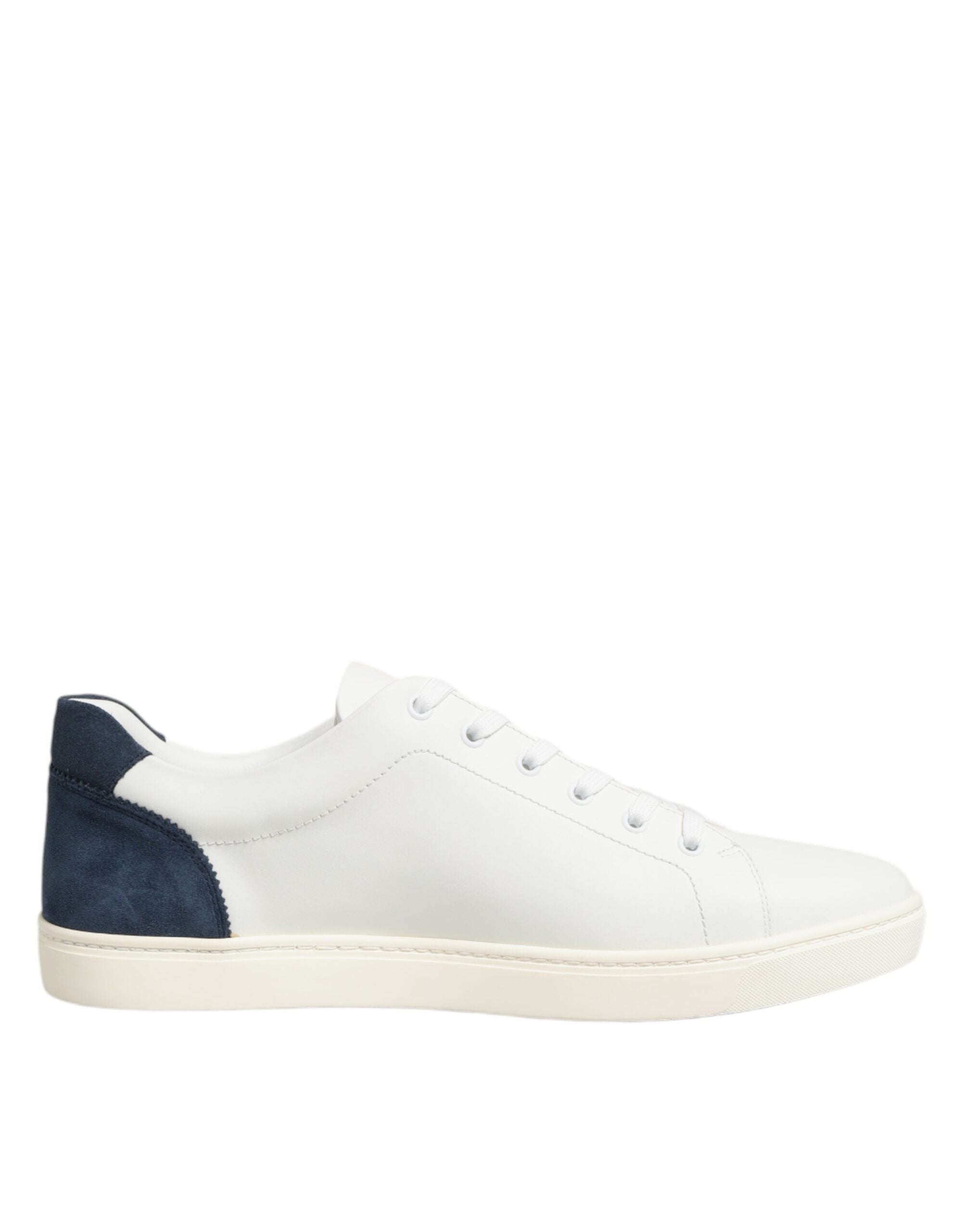 Dolce & Gabbana White Blue Leather Logo Patch Sneakers Shoes
