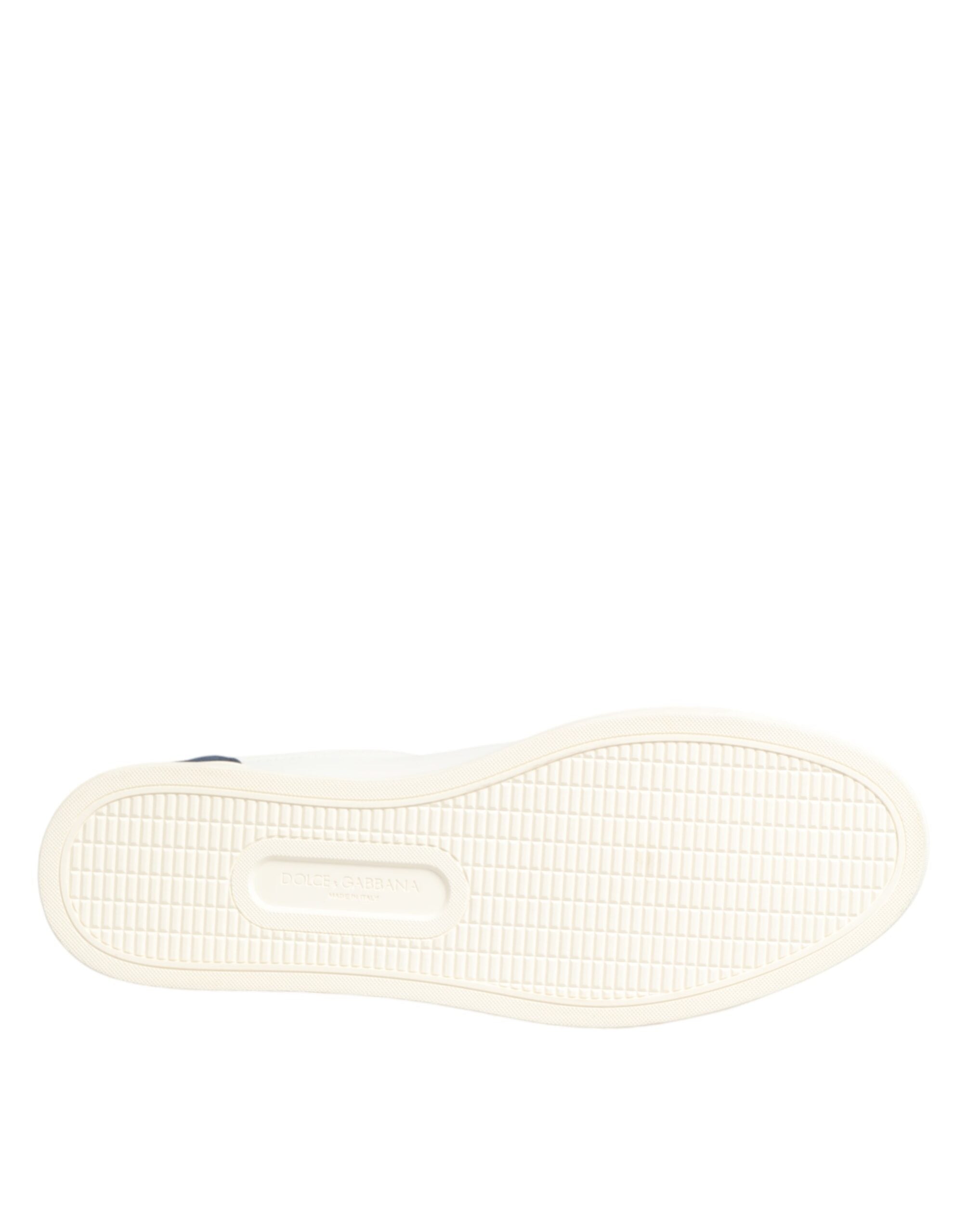 Dolce & Gabbana White Blue Leather Logo Patch Sneakers Shoes