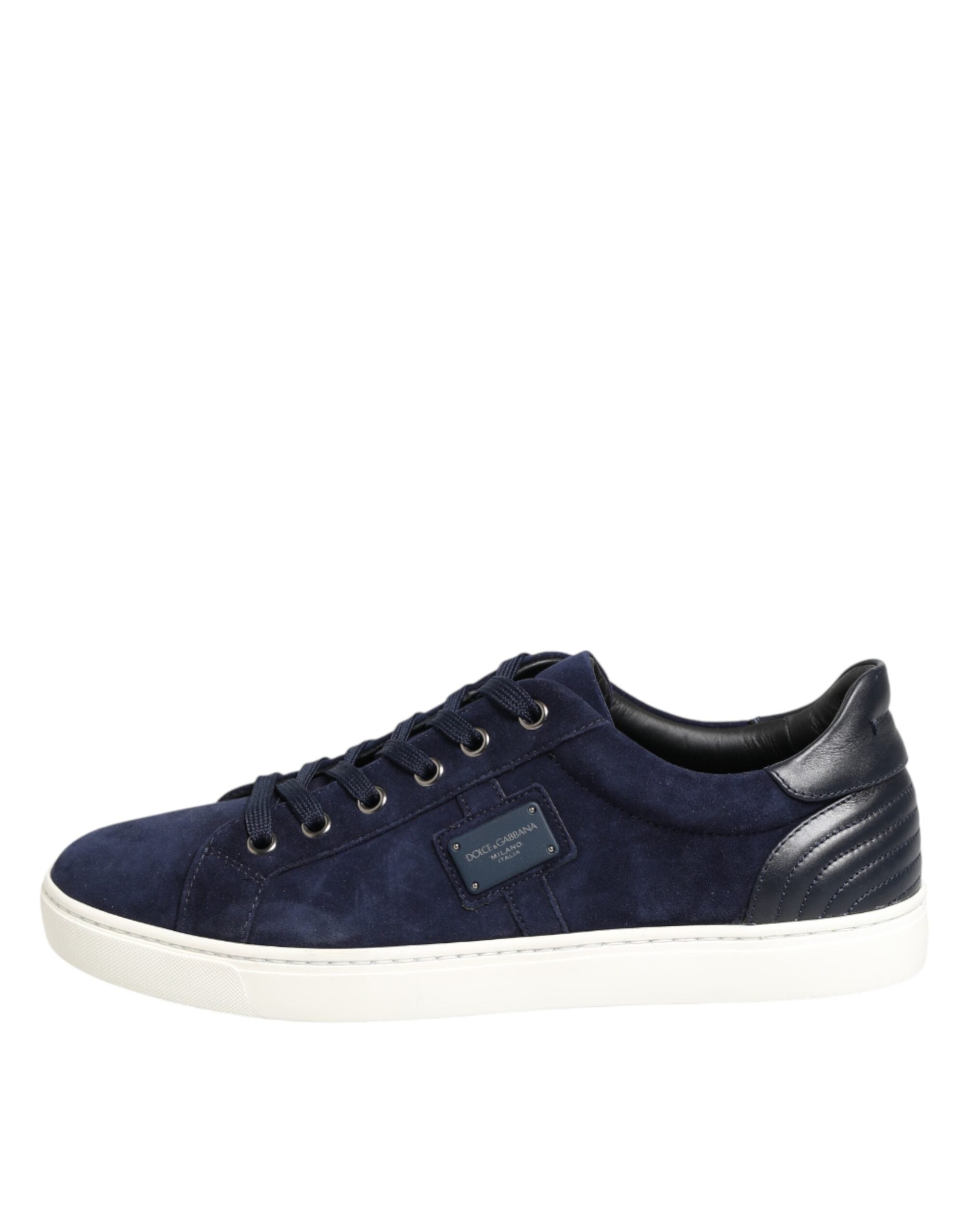 Dolce & Gabbana Blue Leather Suede Low Top Sneakers Shoes