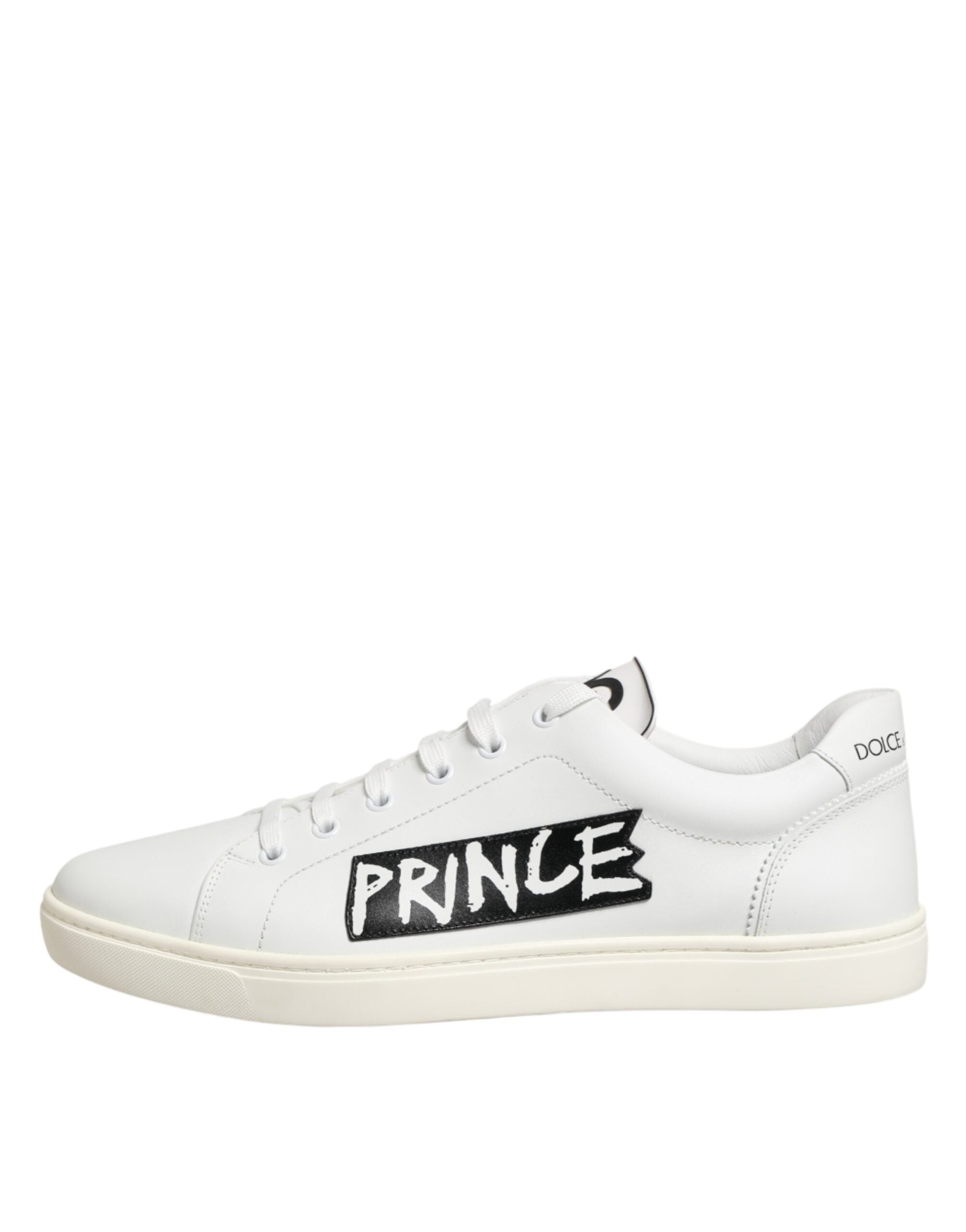 Dolce & Gabbana White Prince Leather Low Top Men Sneakers Shoes