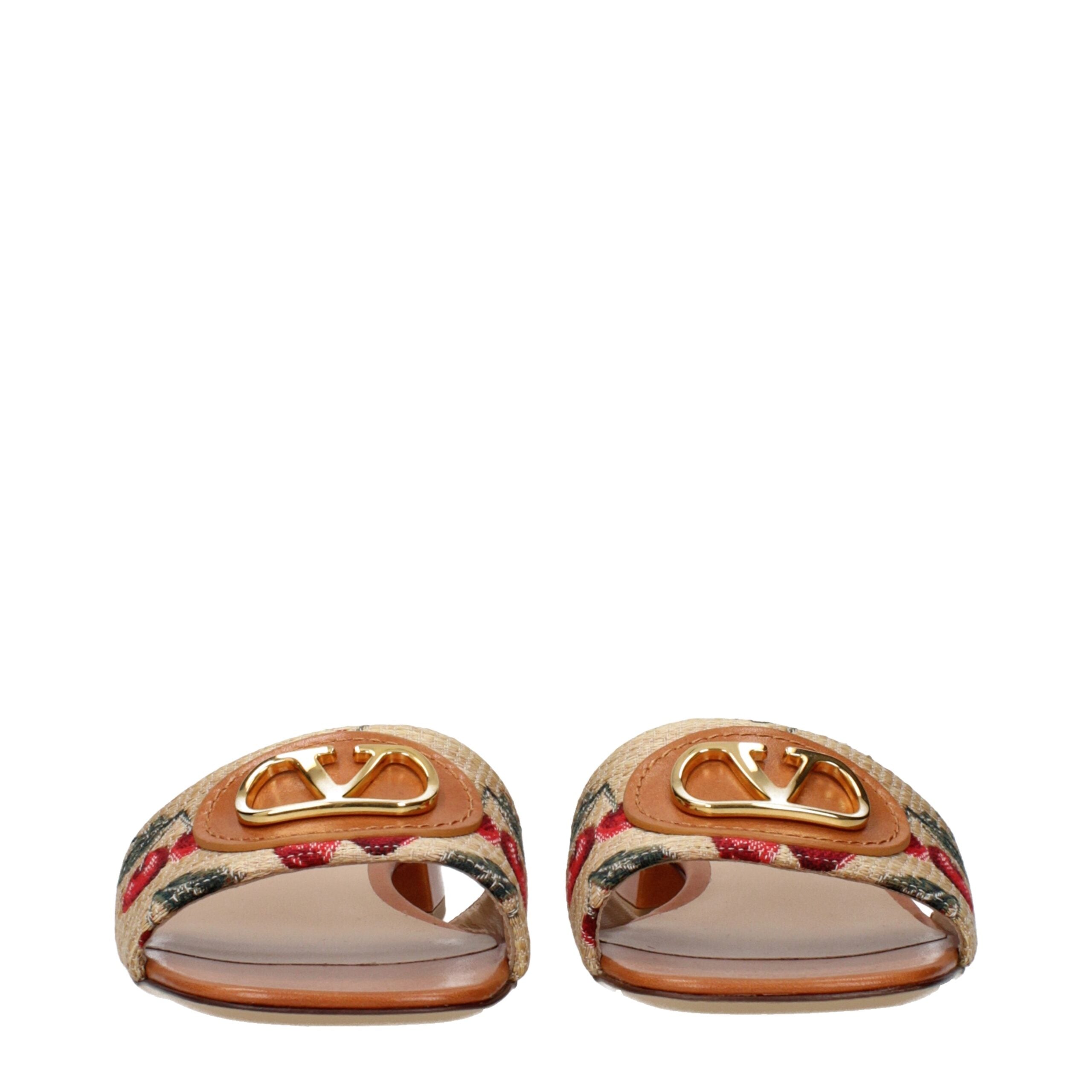 Valentino Garavani Beige Raffia Slippers