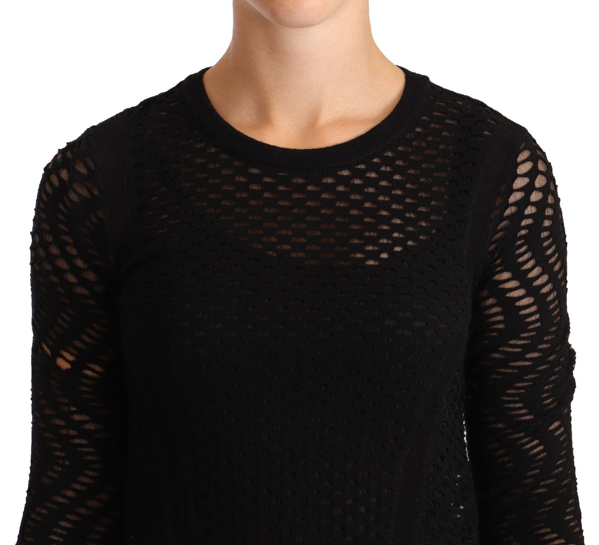 Missoni Bodycon Sheath Black Viscose Long Sleeves Mini Dress