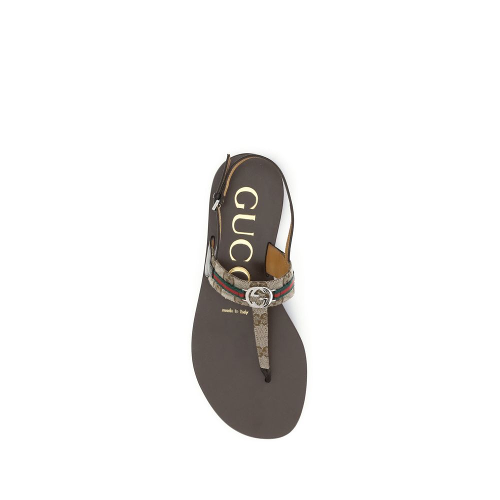 Gucci Brown Calf Leather Bos Taurus Flat Sandals