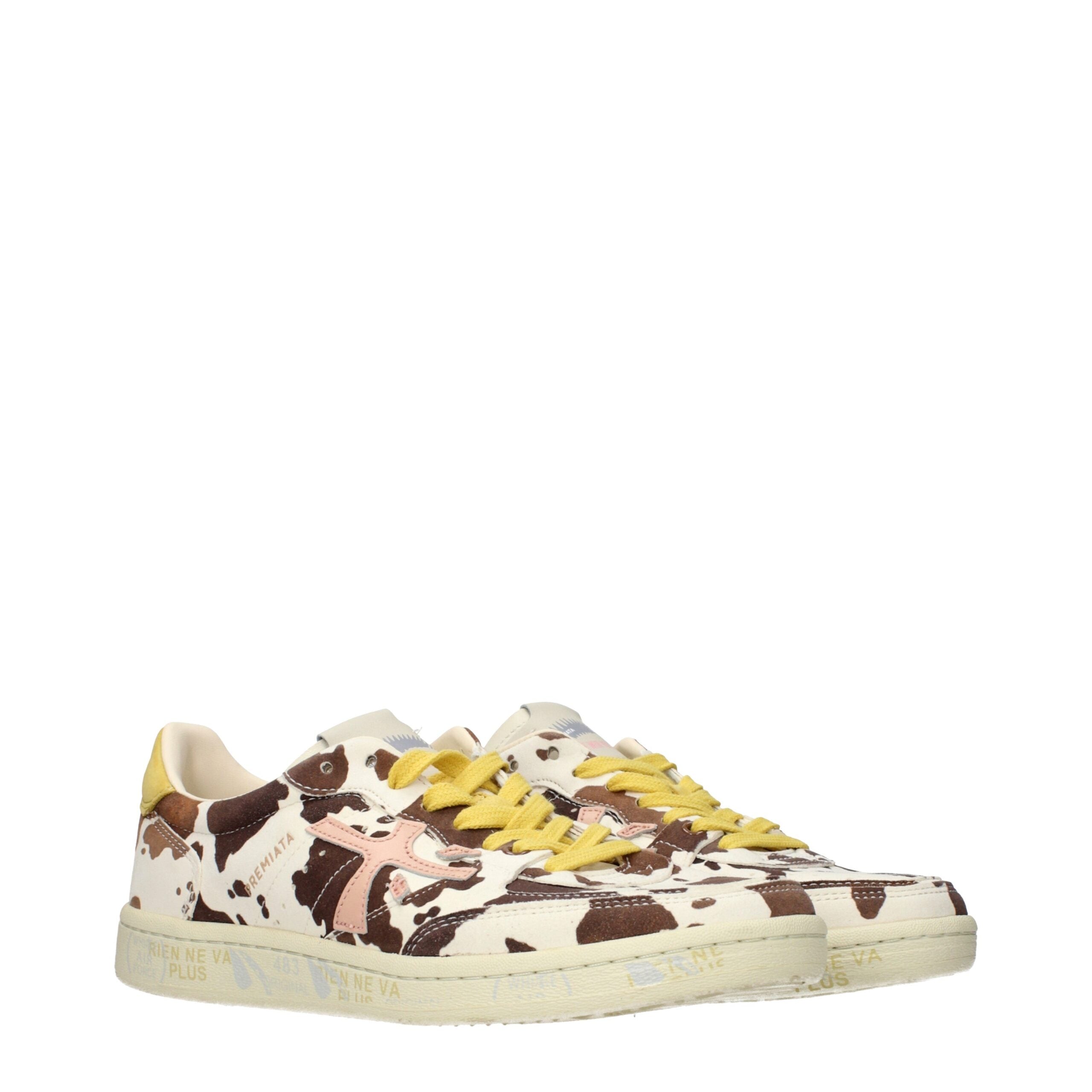 Premiata Beige Leather Low Top Sneakers