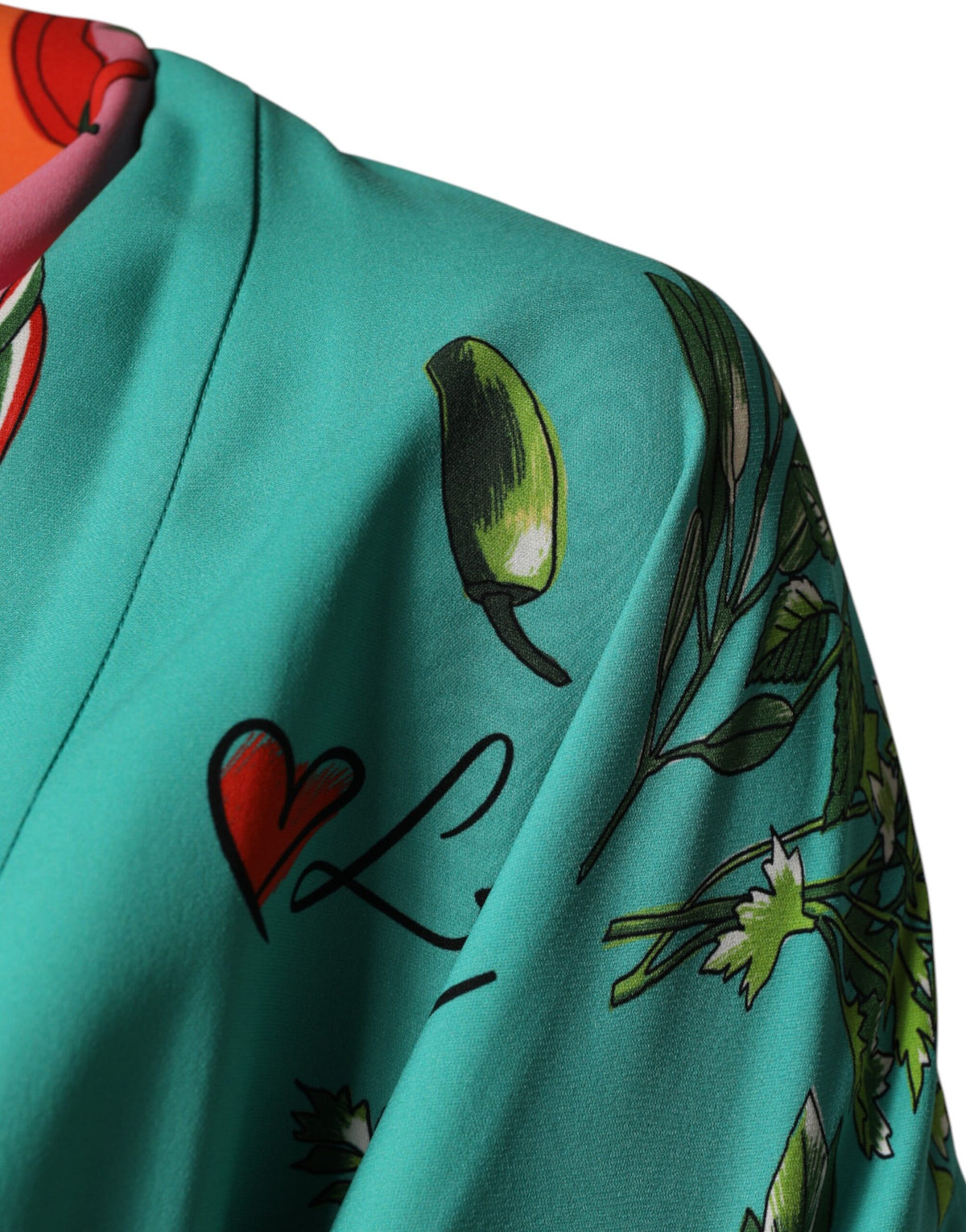 Dolce & Gabbana Green Printed Long Sleeve Wrap Coat Dress