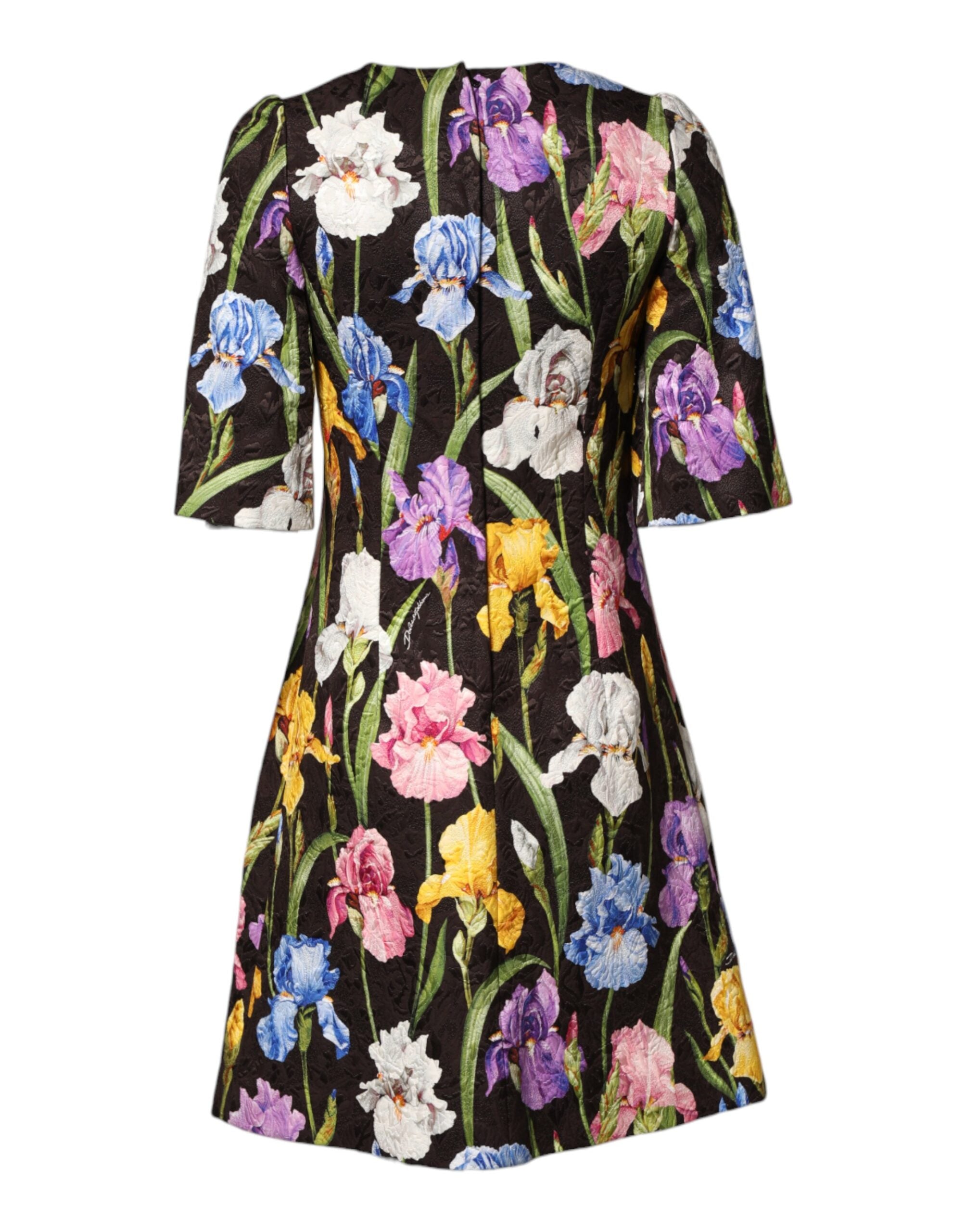 Dolce & Gabbana Black Floral Brocade A-line Mini Dress