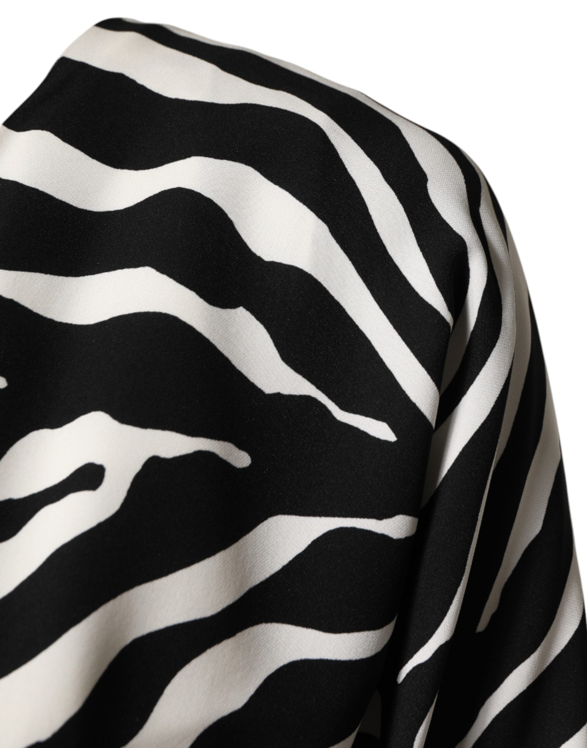 Dolce & Gabbana Black White Zebra Silk Sheath Mini Dress