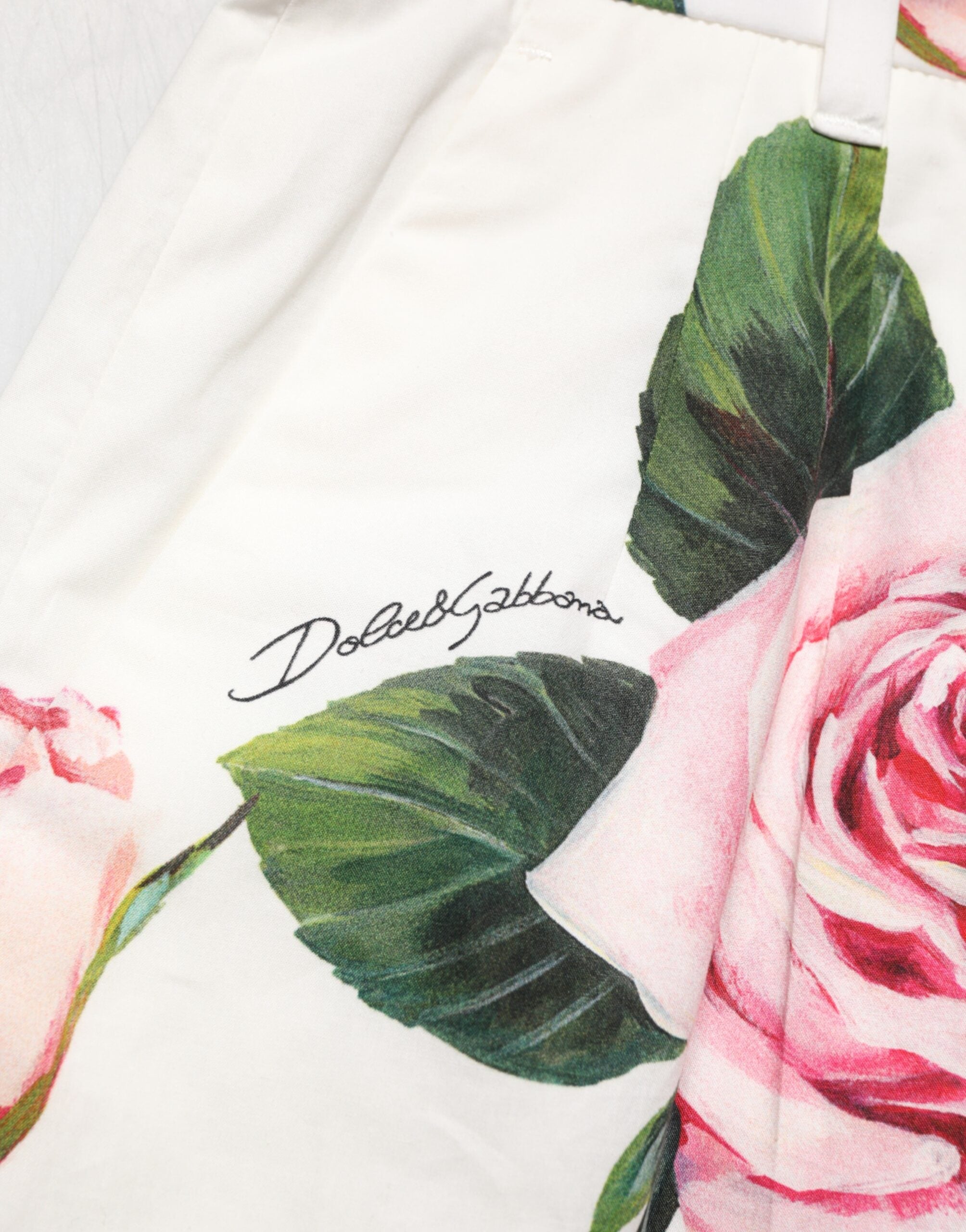 Dolce & Gabbana White Floral Print High Waist Hotpants Short