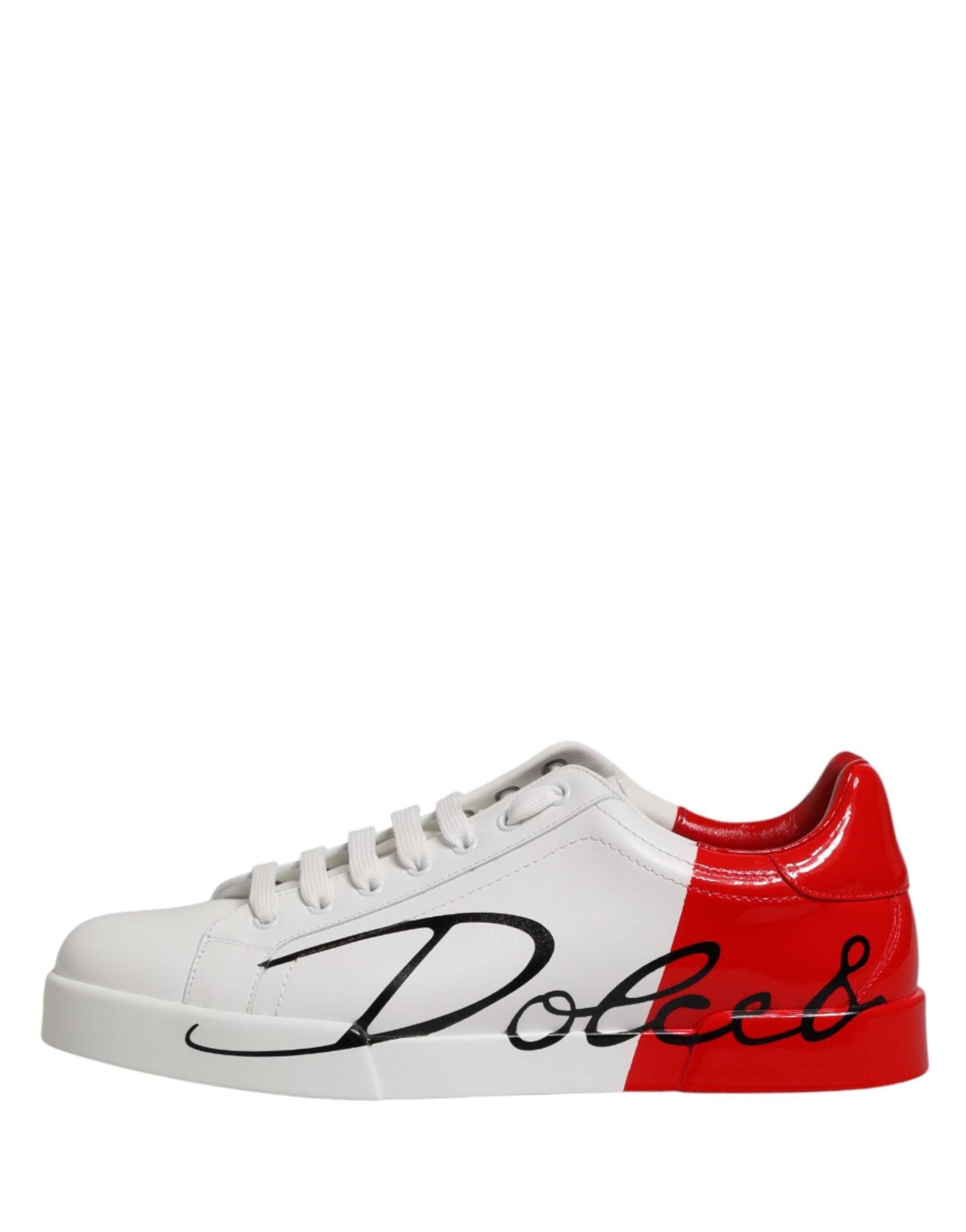 Dolce & Gabbana White Red Portofino Low Top Men Sneakers Shoes
