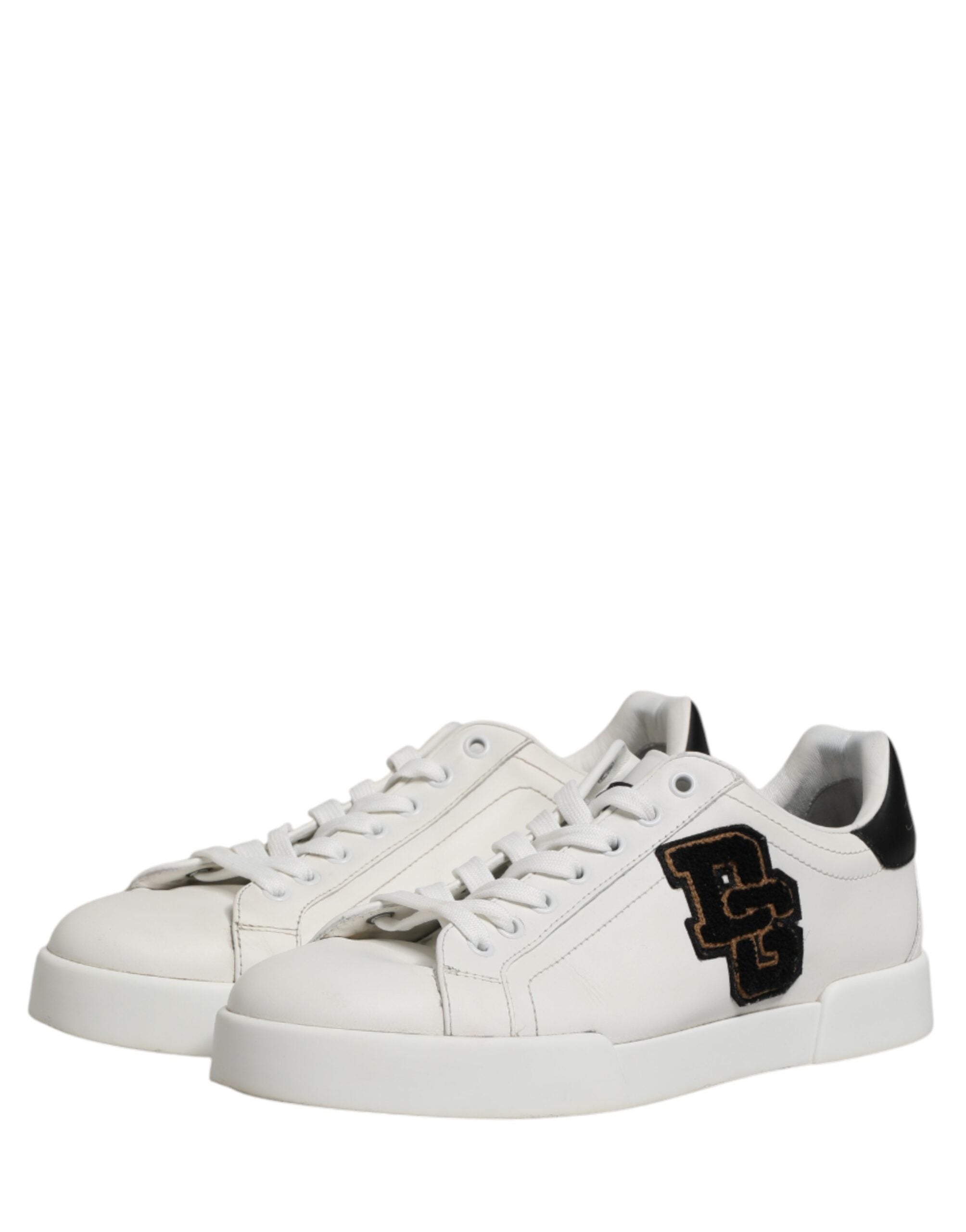 Dolce & Gabbana White Leather DG Logo Low Top Sneakers Shoes