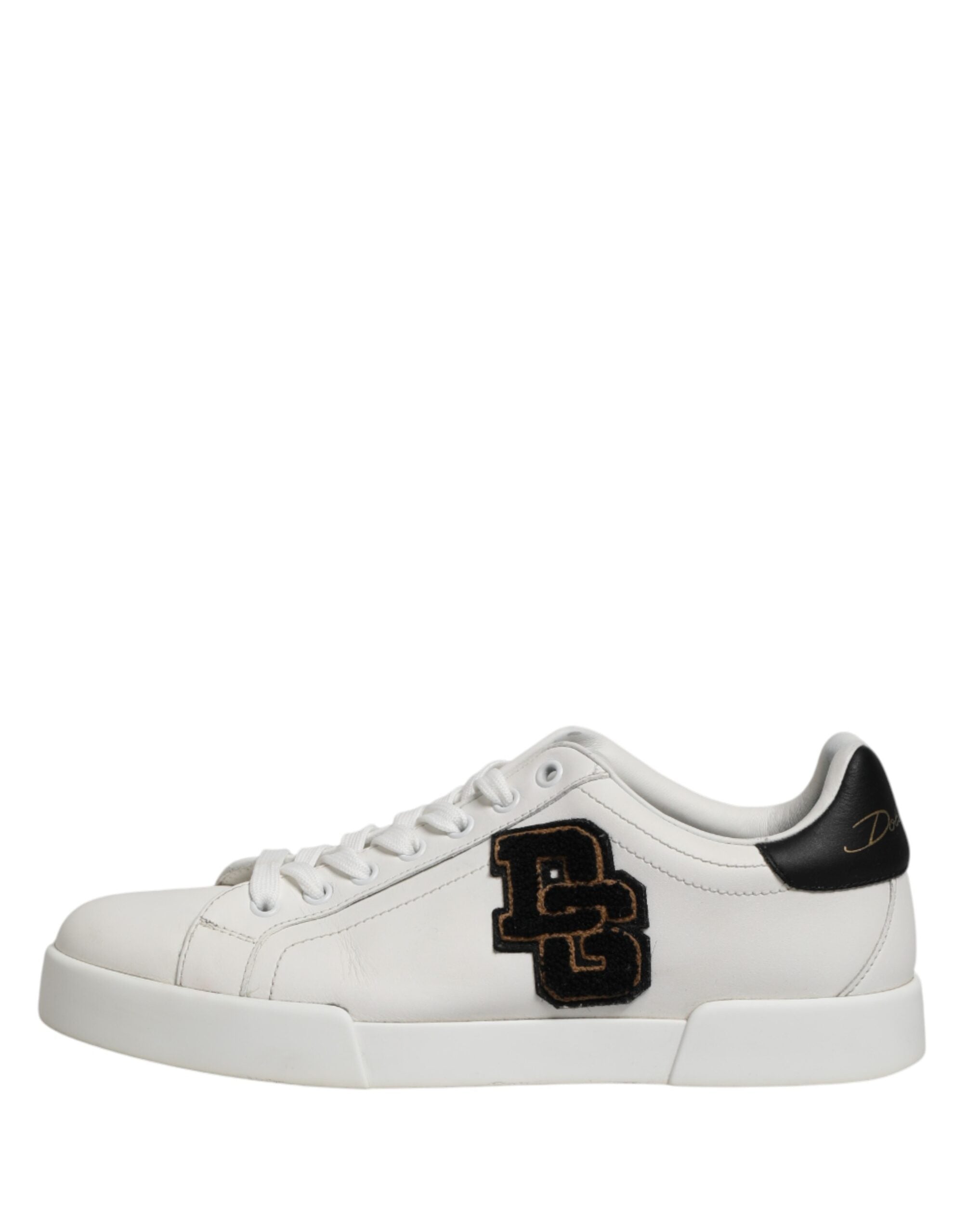 Dolce & Gabbana White Leather DG Logo Low Top Sneakers Shoes