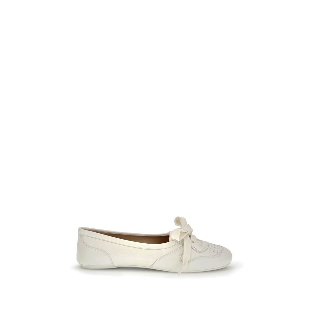 Gianvito Rossi White Calf Leather Bos Taurus Ballet Flats