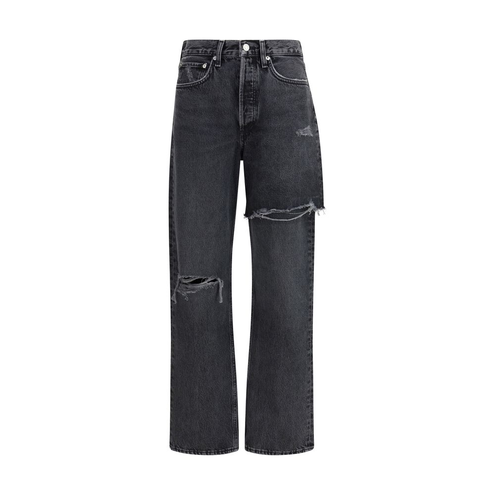 Agolde Black Recycled Cotton Straight-Leg Jeans