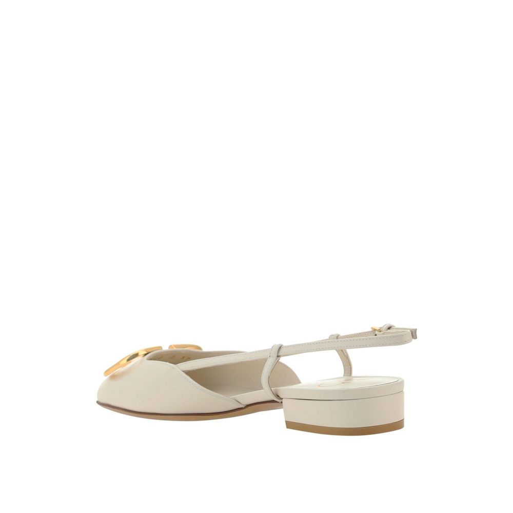 Valentino Garavani White Calfskin Ballet Flats