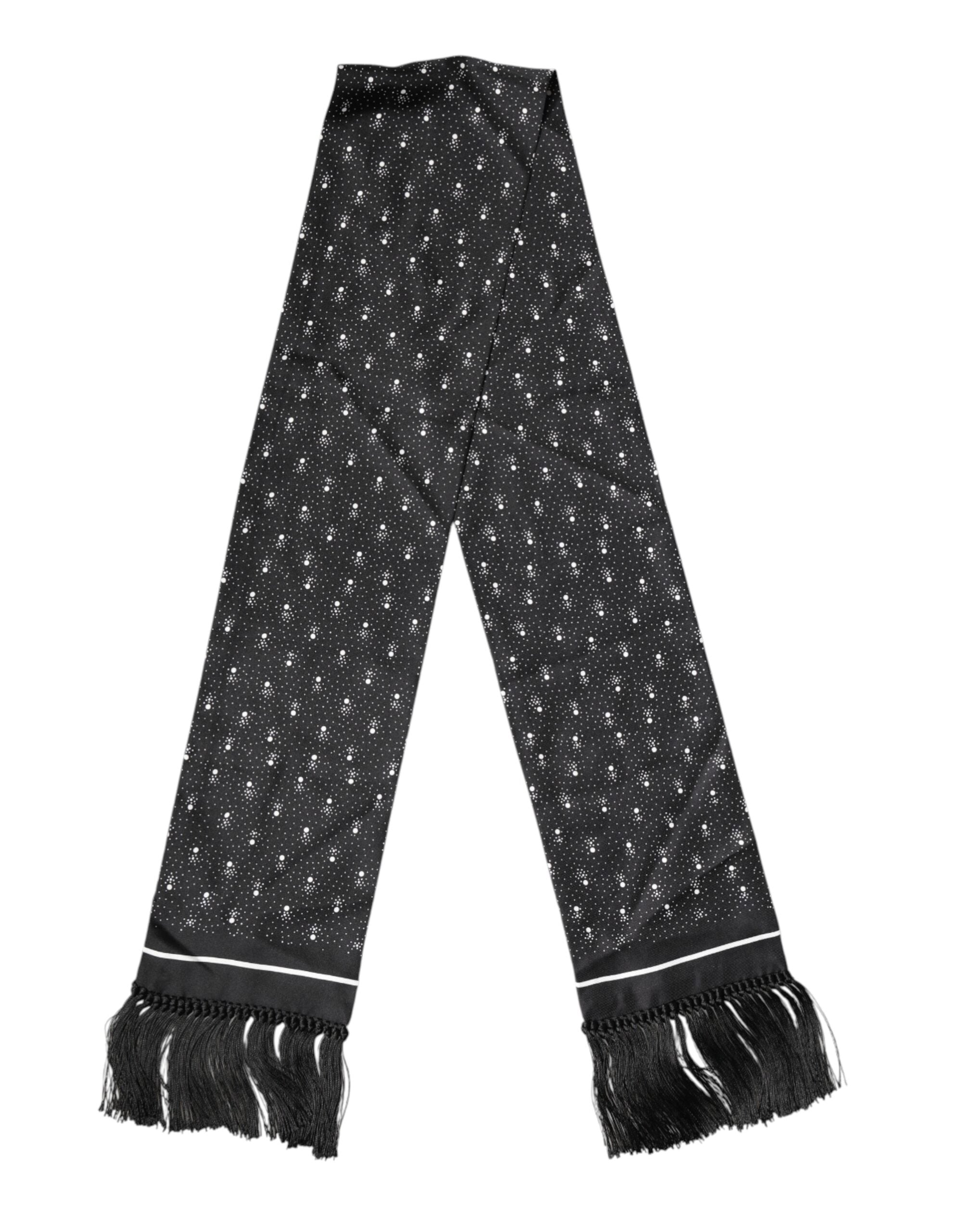 Dolce & Gabbana Black Silk Dotted Men Neck Wrap Shawl Scarf
