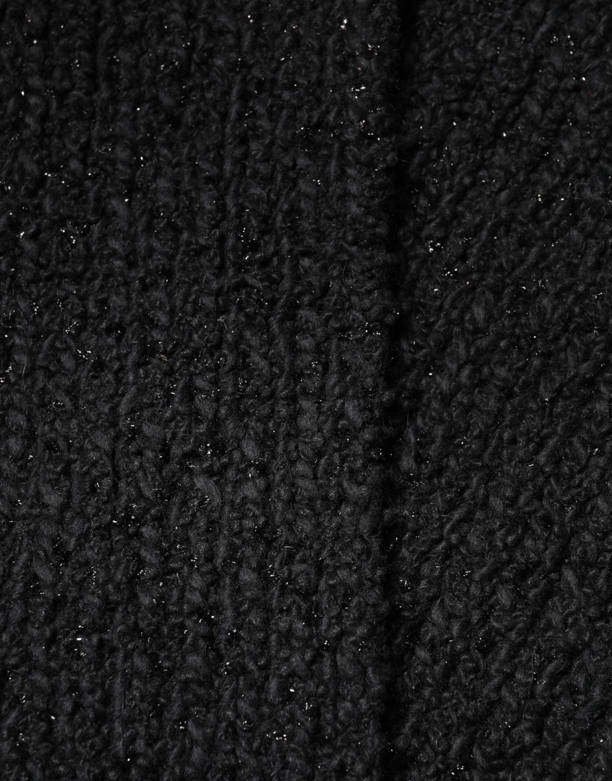 Dolce & Gabbana Black Cashmere Knit Shawl Fringes Scarf