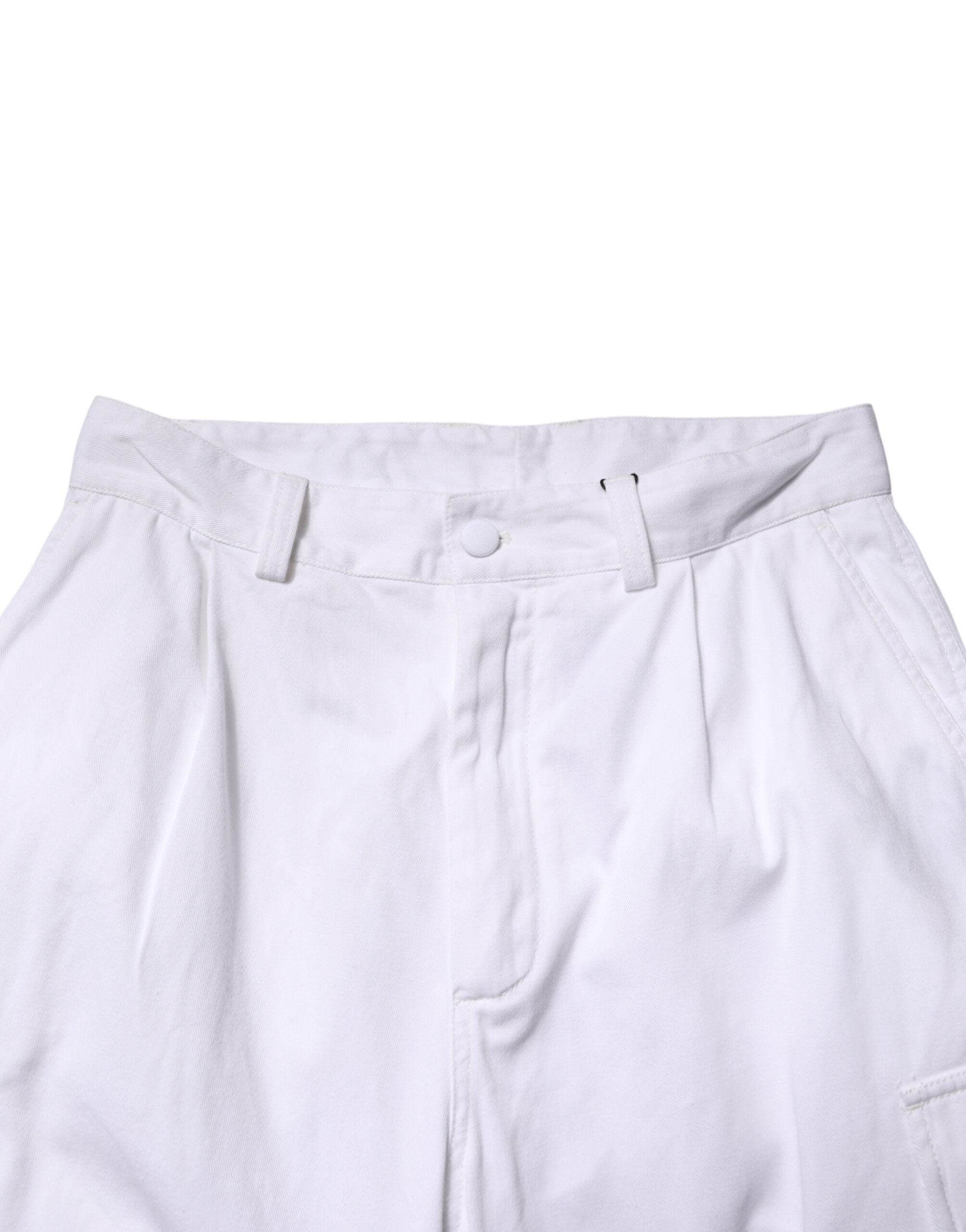 Dolce & Gabbana White Cotton Men Cargo Denim Trouser Jeans