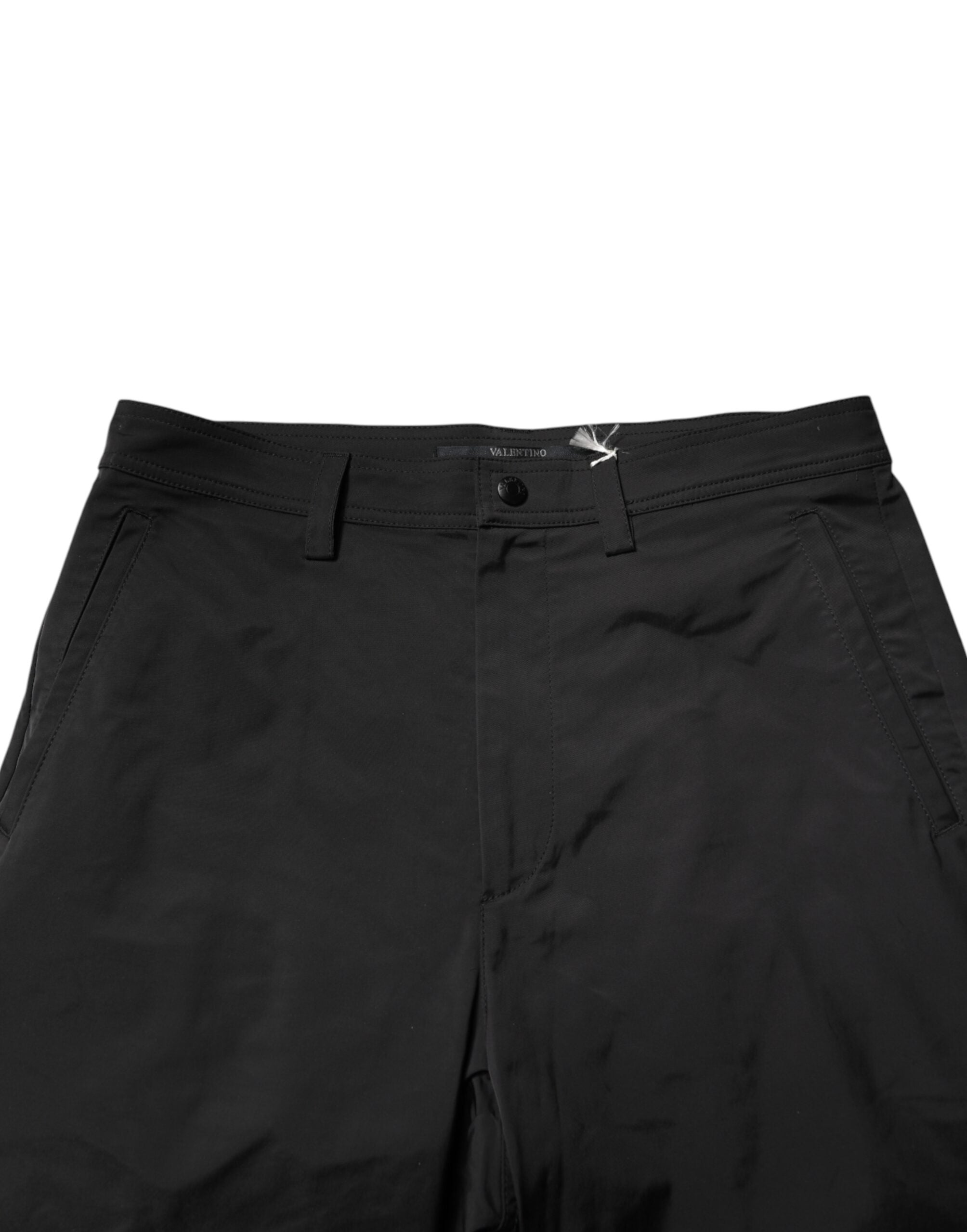 Valentino Black Mid Waist Men Tapered Dress Trouser Pants