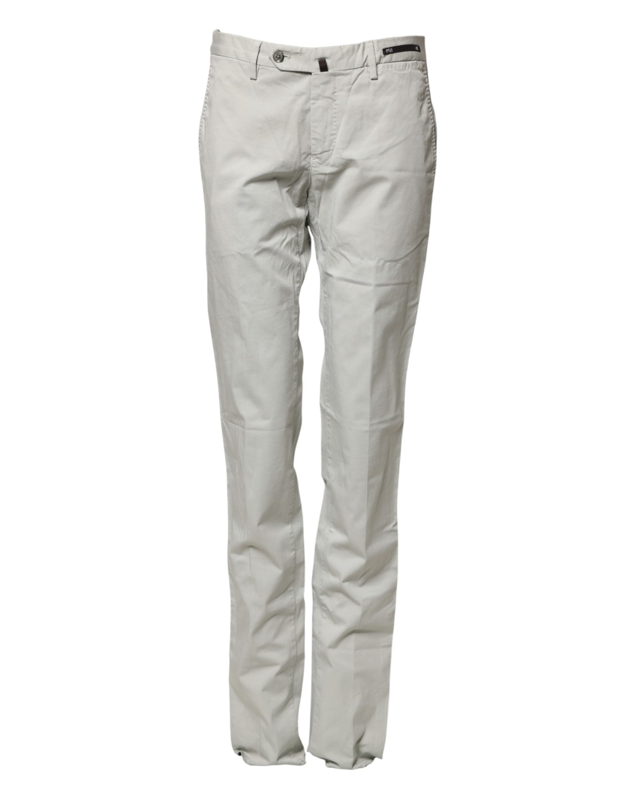 PT01 Light Gray Mid Waist Men Straight Chino Trouser Pants