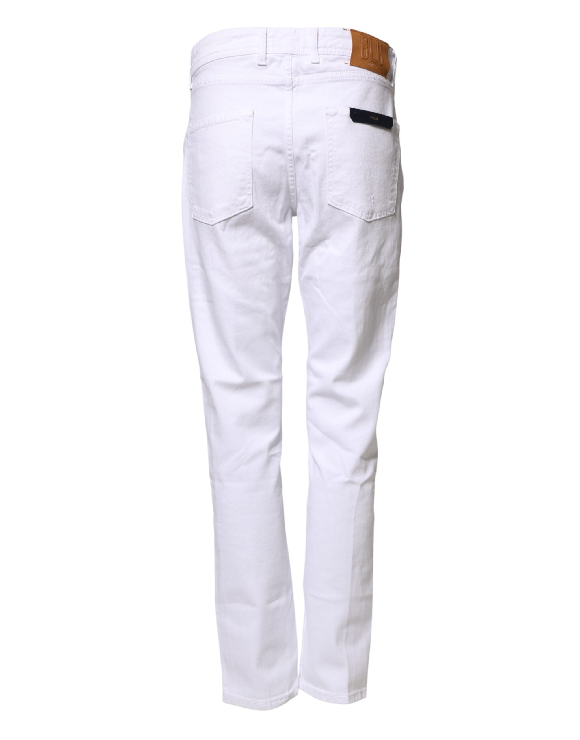 Briglia 1949 White Cotton Straight Fit Men Denim Trouser Jeans