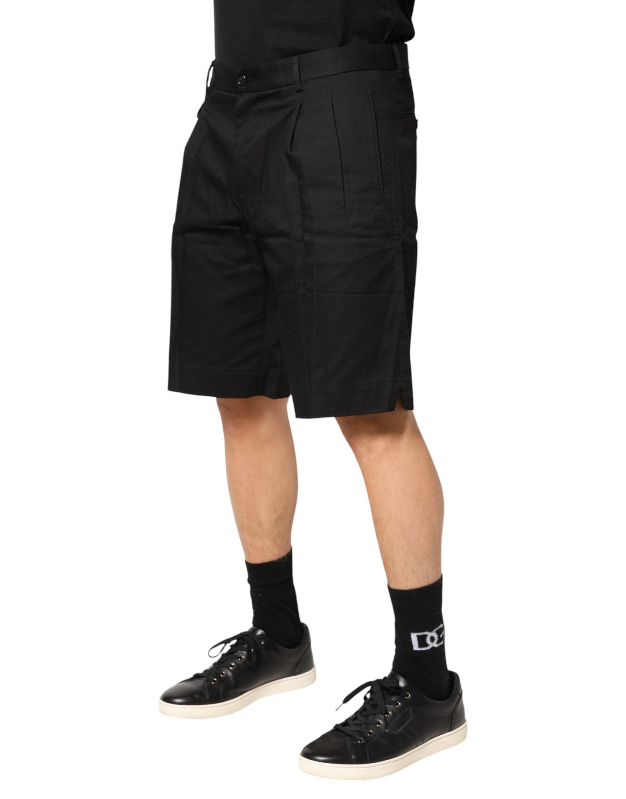 Dolce & Gabbana Black Cotton Stretch Mid Wasit Bermuda Shorts