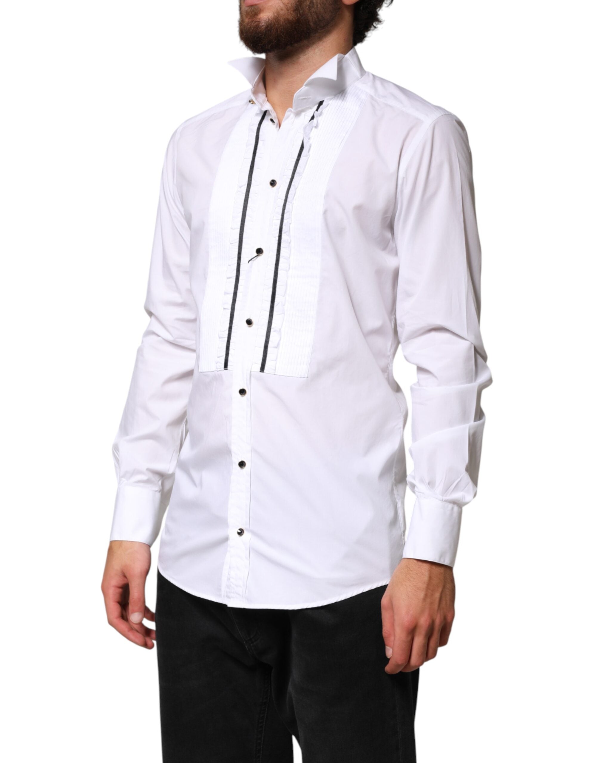 Dolce & Gabbana White GOLD Long Sleeves Formal Dress Shirt