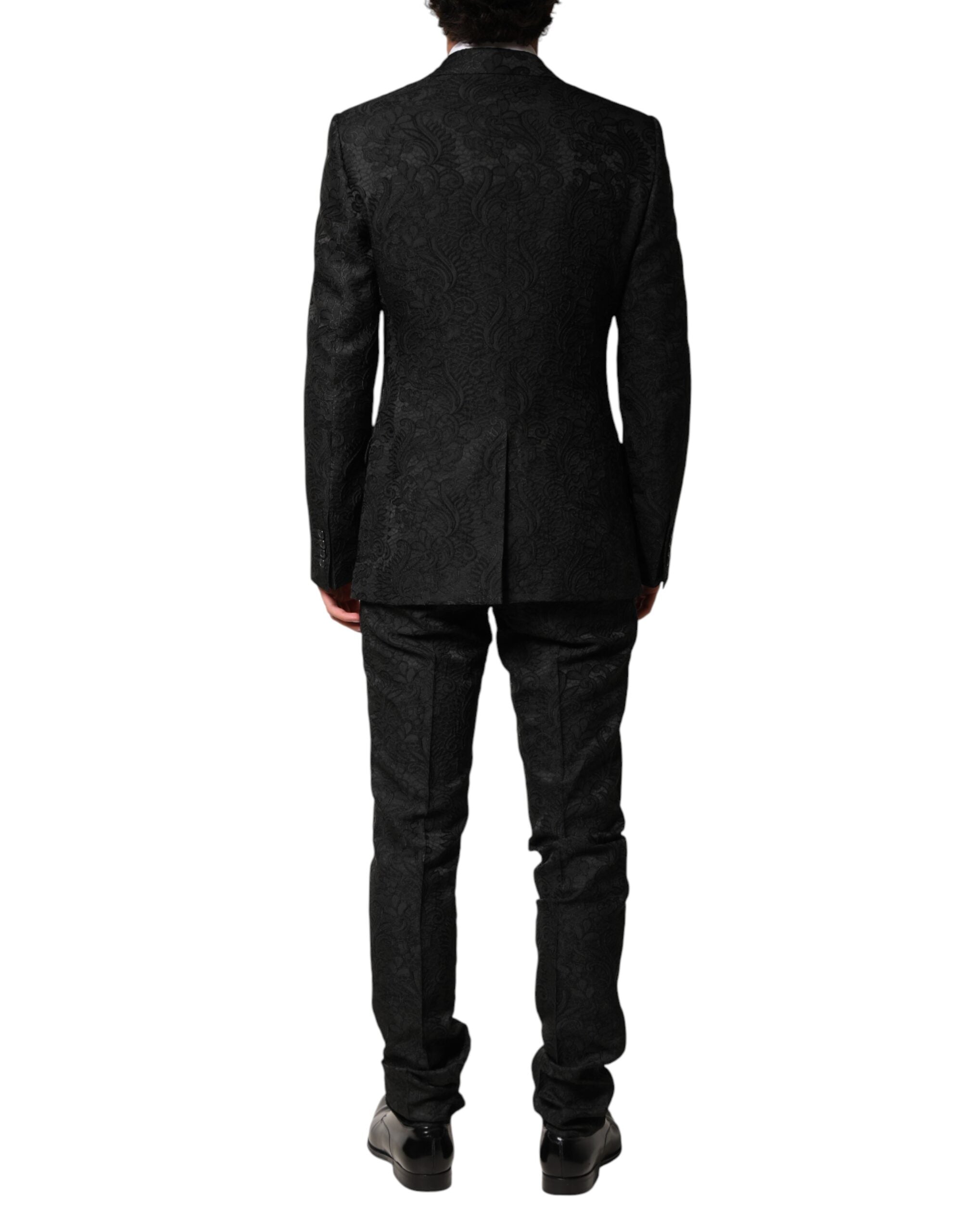 Dolce & Gabbana Black Brocade Single Breasted 2 Piece Suit