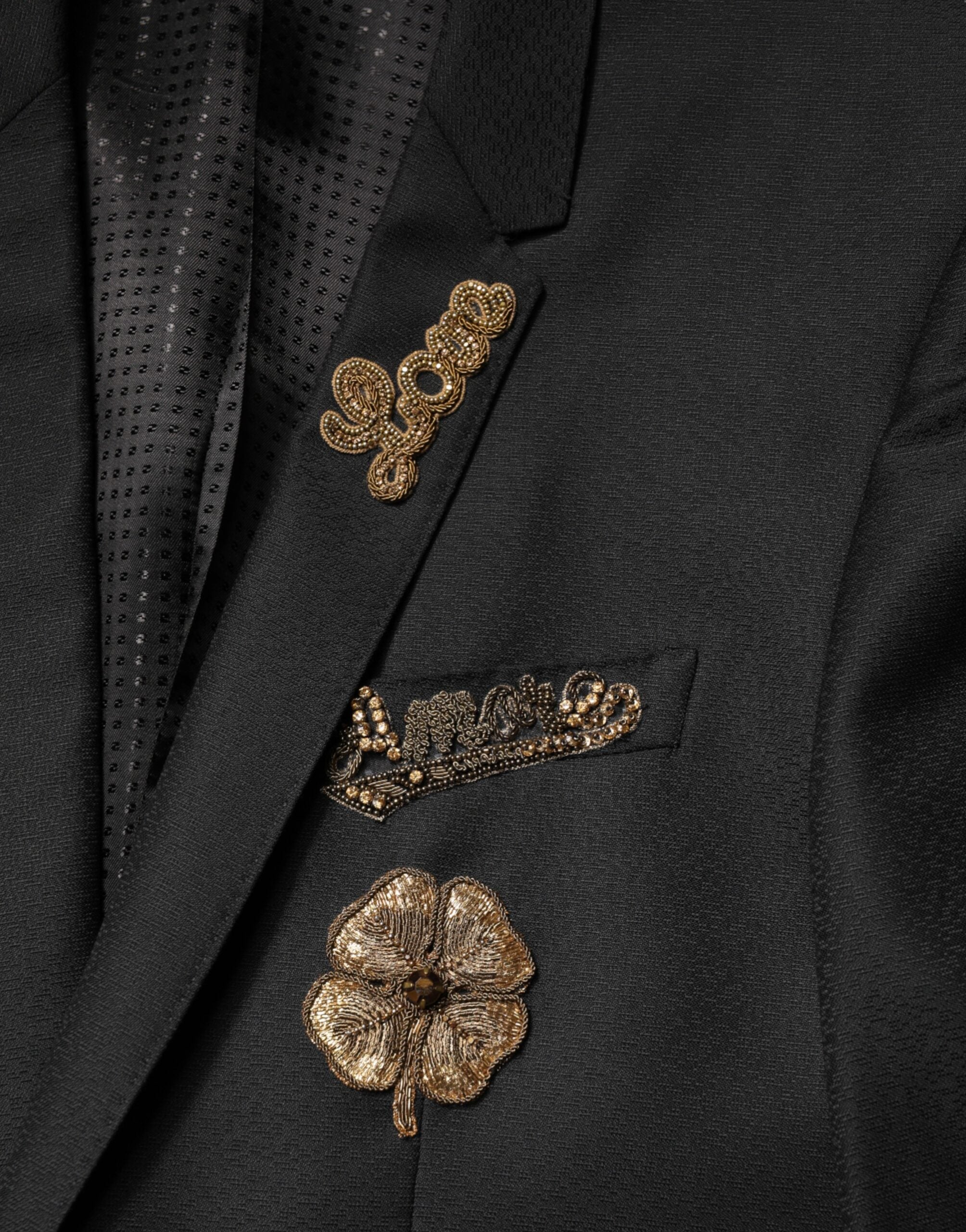 Dolce & Gabbana Black Embellished Single Breasted 2 Pc Suit