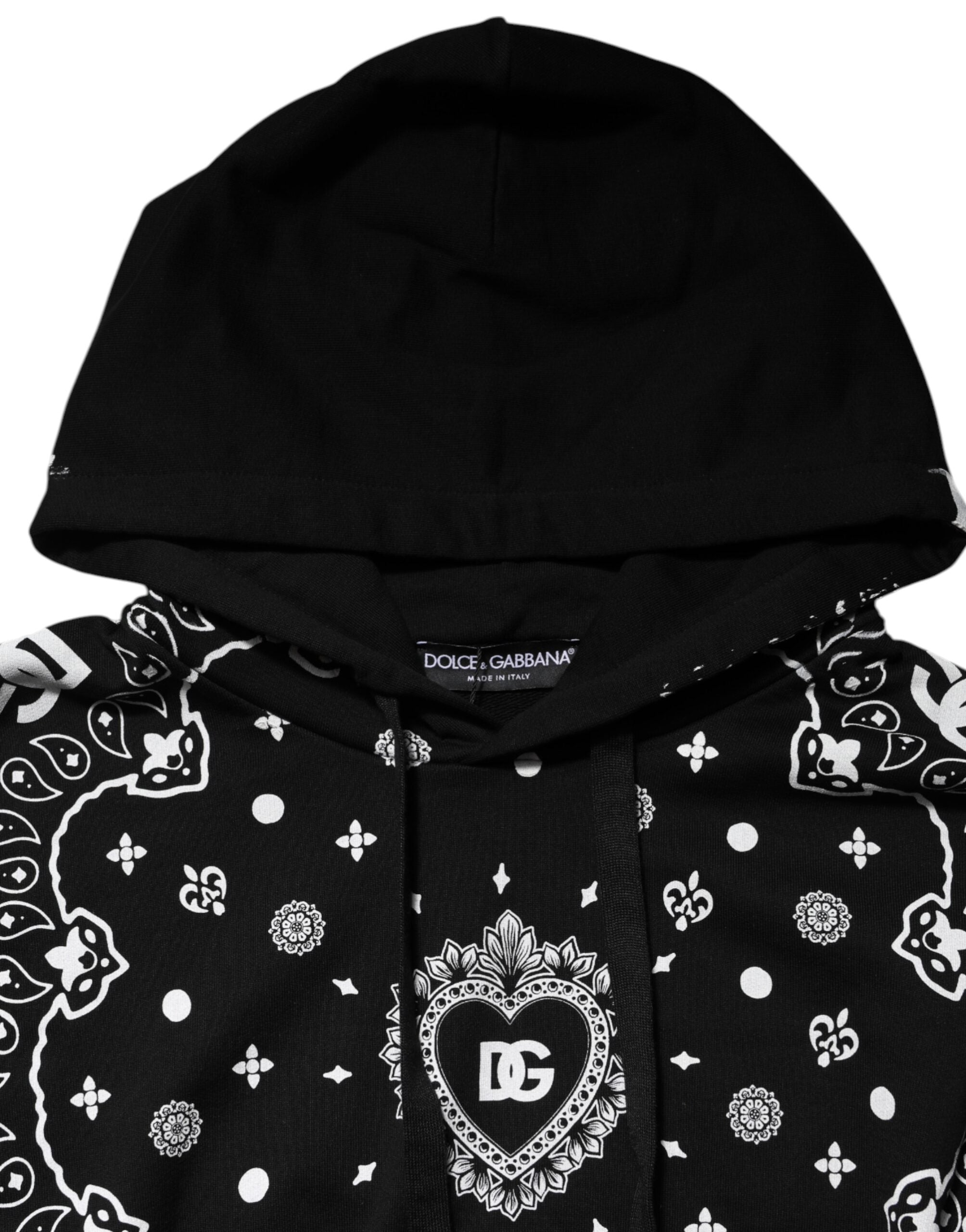 Dolce & Gabbana Black Bandana Hooded Men Sweatshirt Sweater