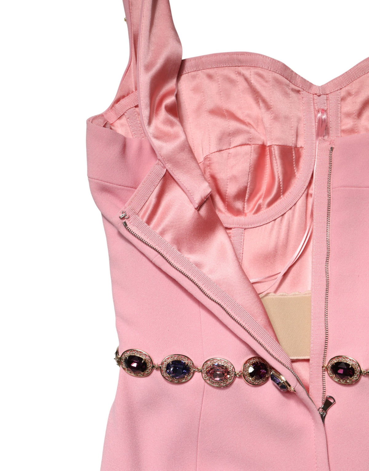 Dolce & Gabbana Pink Crystal Sheath Mermaid Long Gown Dress