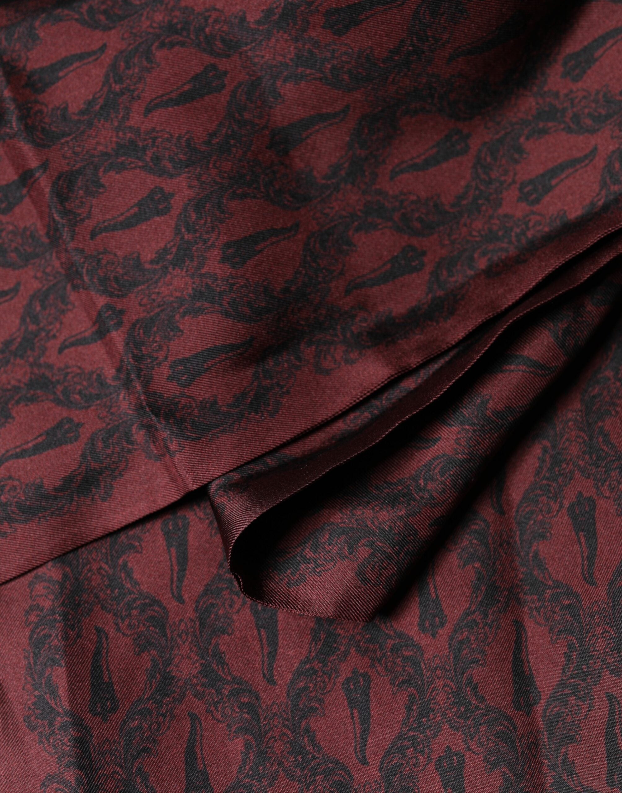 Dolce & Gabbana Maroon Silk Fringes Neck Wrap Foulard Scarf