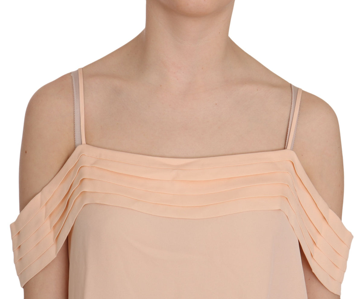 Alexander Wang Orange Off Shoulder Strap Square Neck Top Blouse