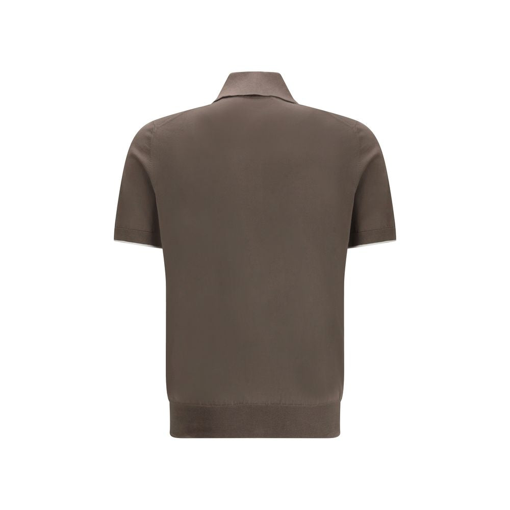 Brunello Cucinelli Brown Cotton Polo Shirt