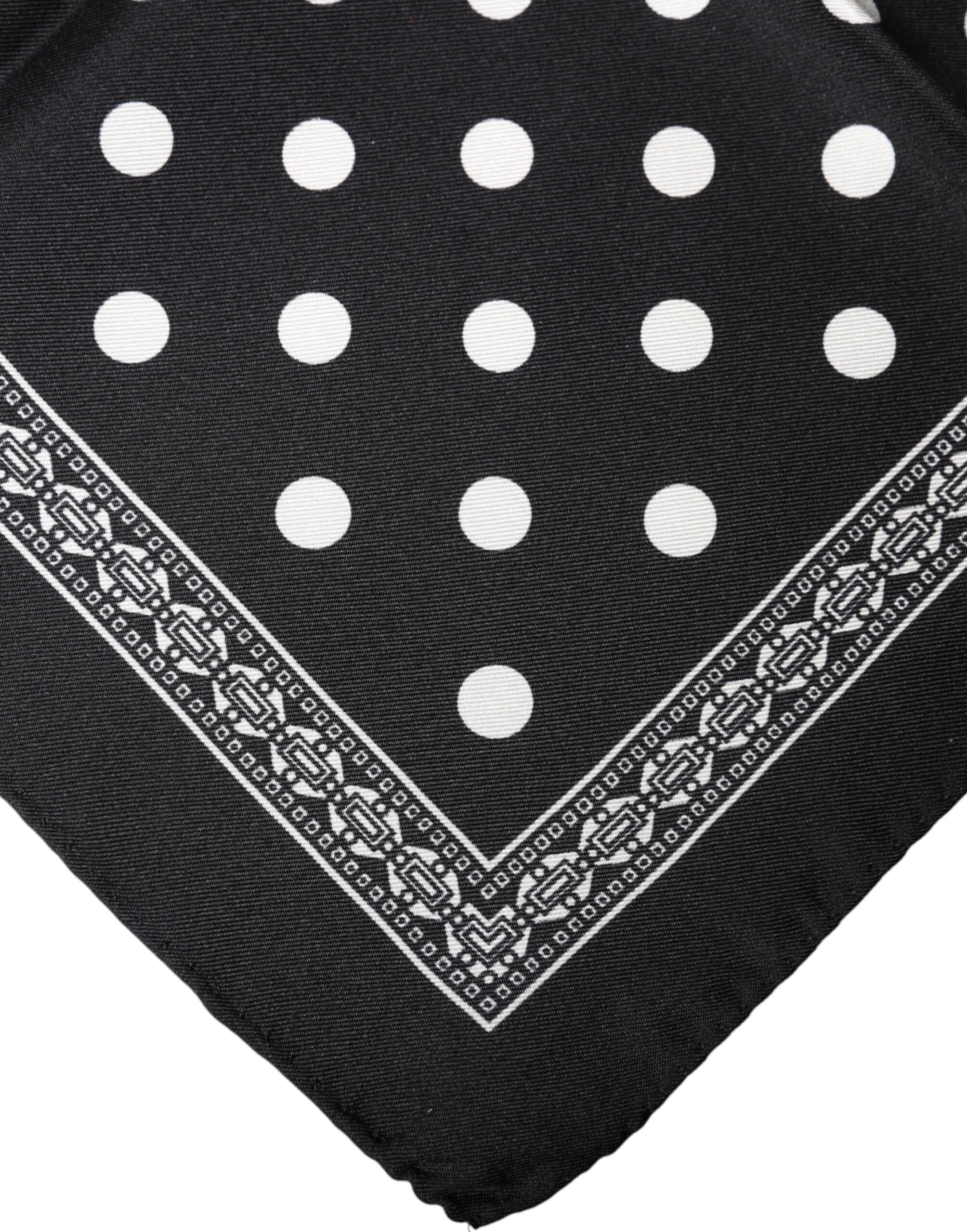 Dolce & Gabbana Black Polka Dot Square Handkerchief Scarf