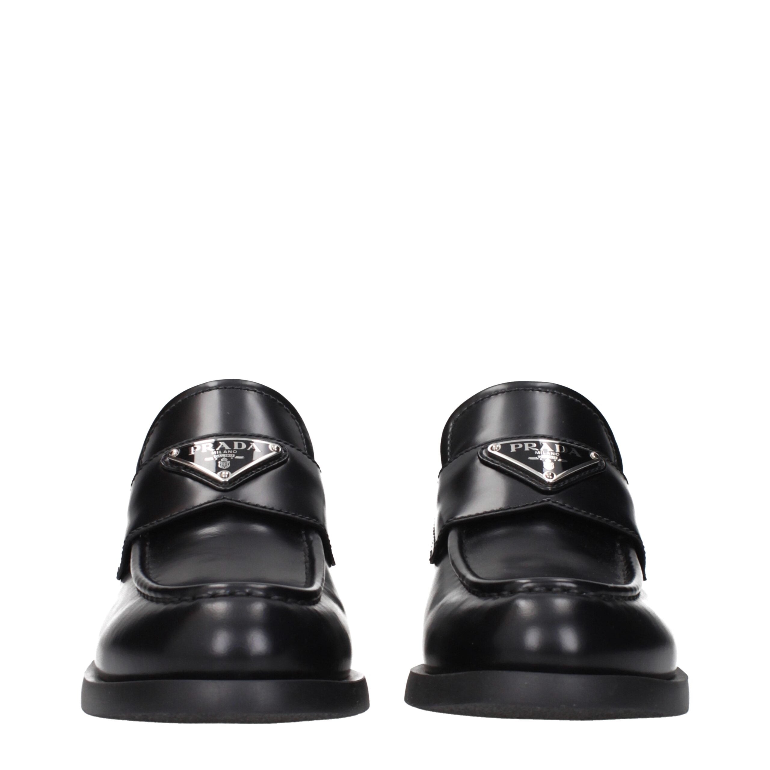 Prada Black Leather Slip-On Loafers