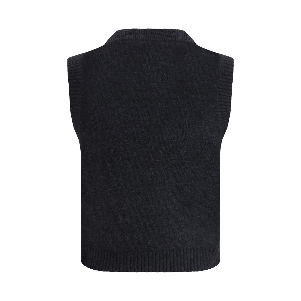 Ganni Black Wool Sleeveles Sweater