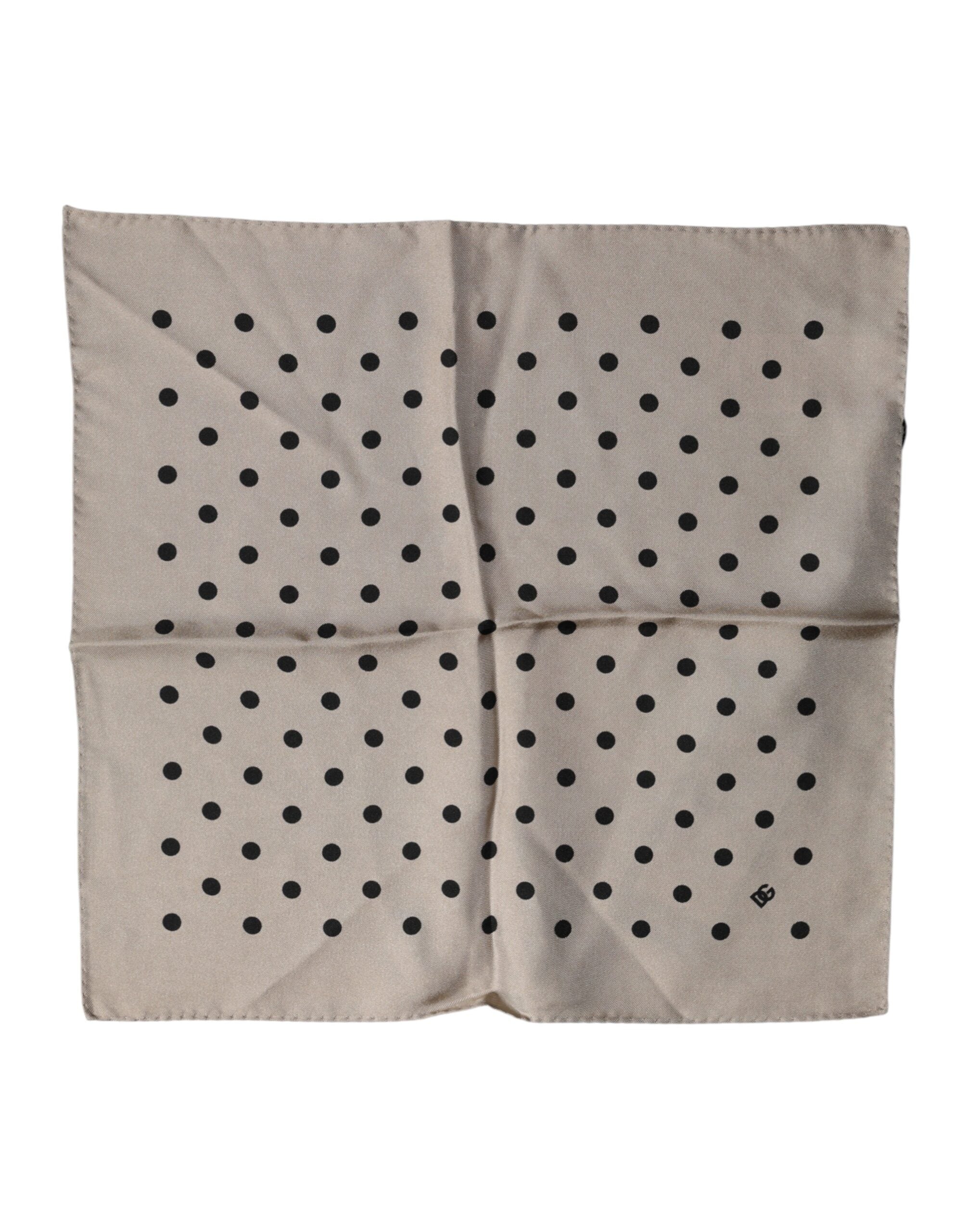 Dolce & Gabbana Brown Polka Dot Square Handkerchief Scarf