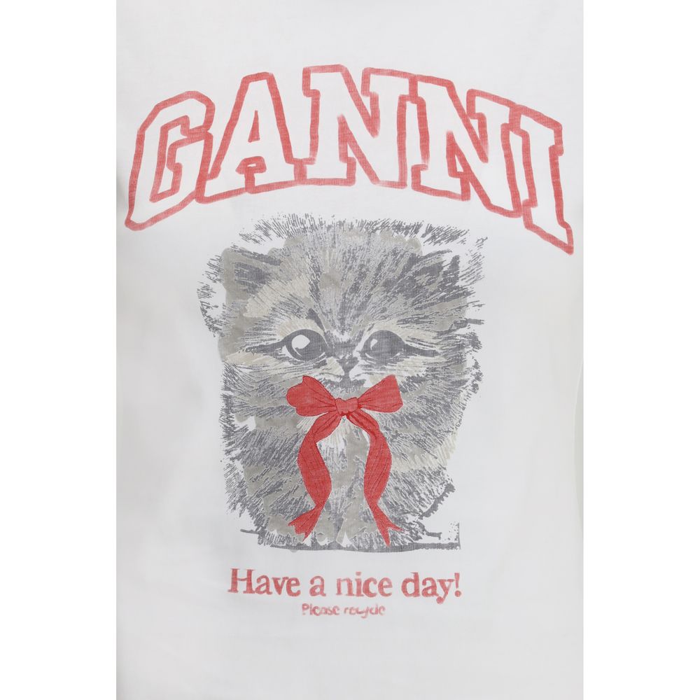 Ganni White Cotton T-Shirt
