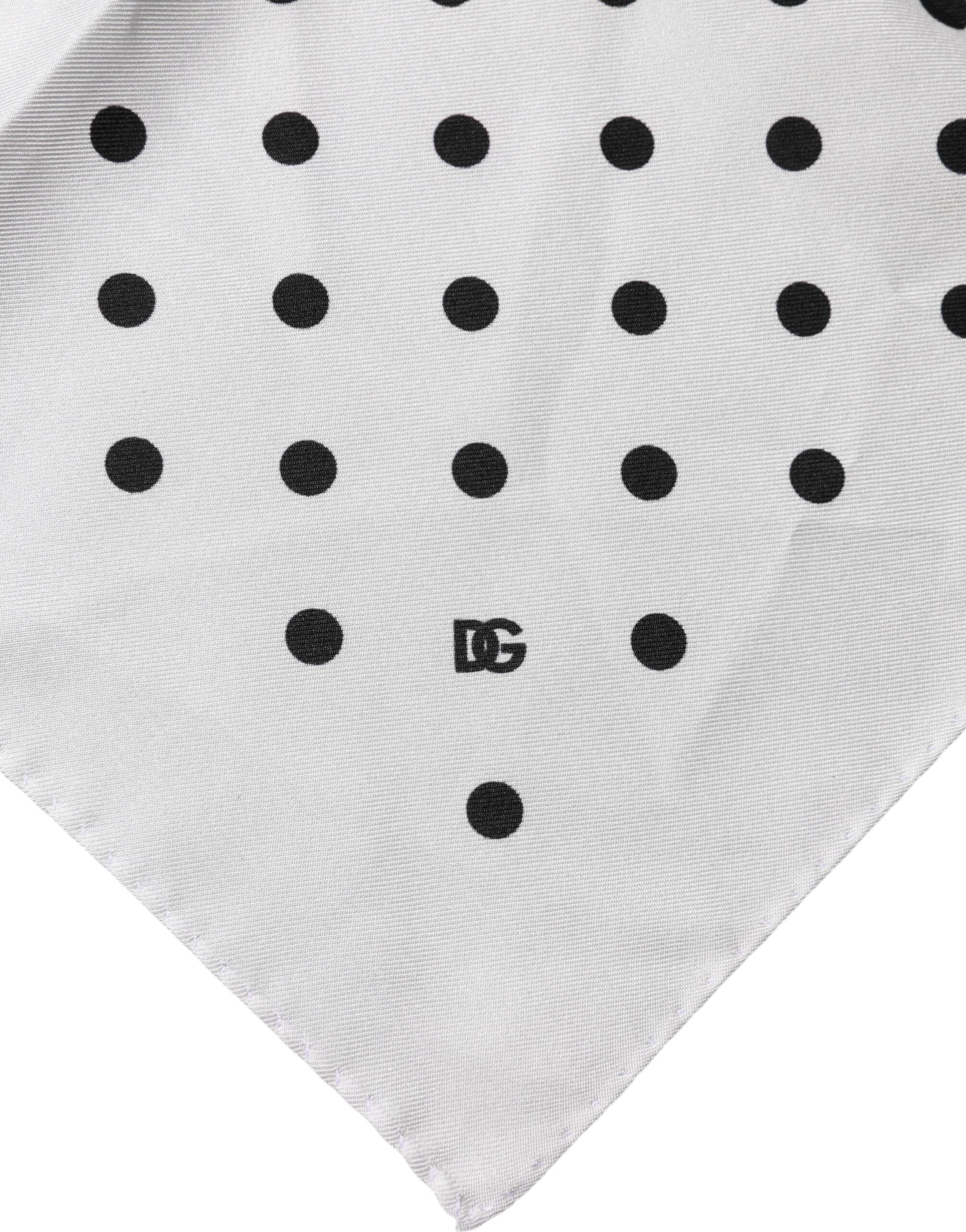 Dolce & Gabbana White Polka Dot Square Handkerchief Scarf