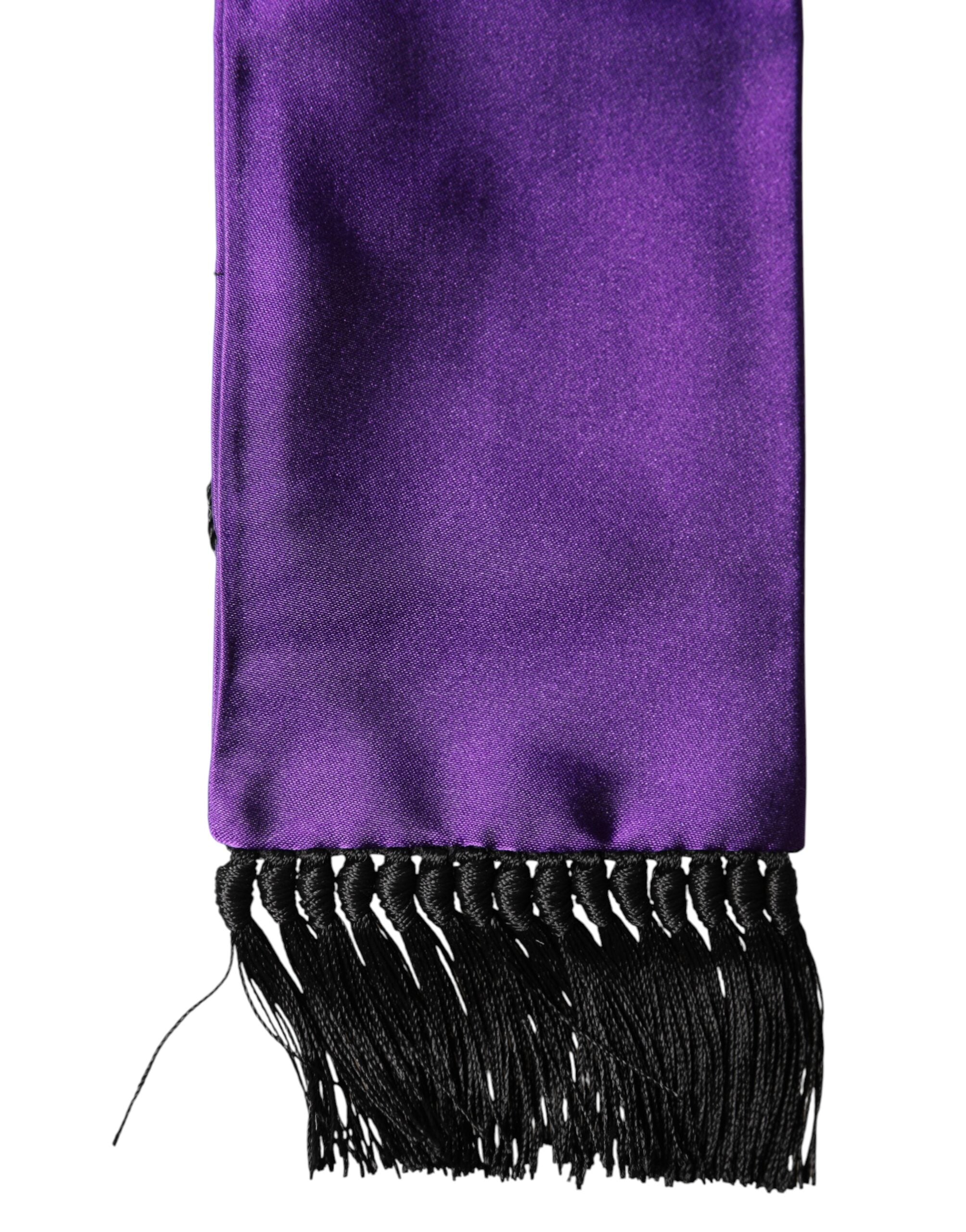 Dolce & Gabbana Violet Silk Fringes Neck Wrap Foulard Scarf