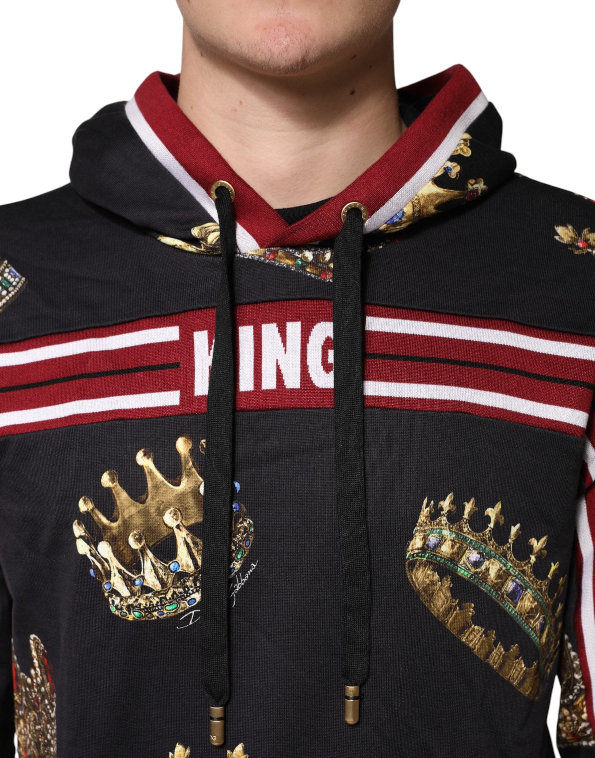 Dolce & Gabbana Black King Crown Hooded Sweatshirt Sweater