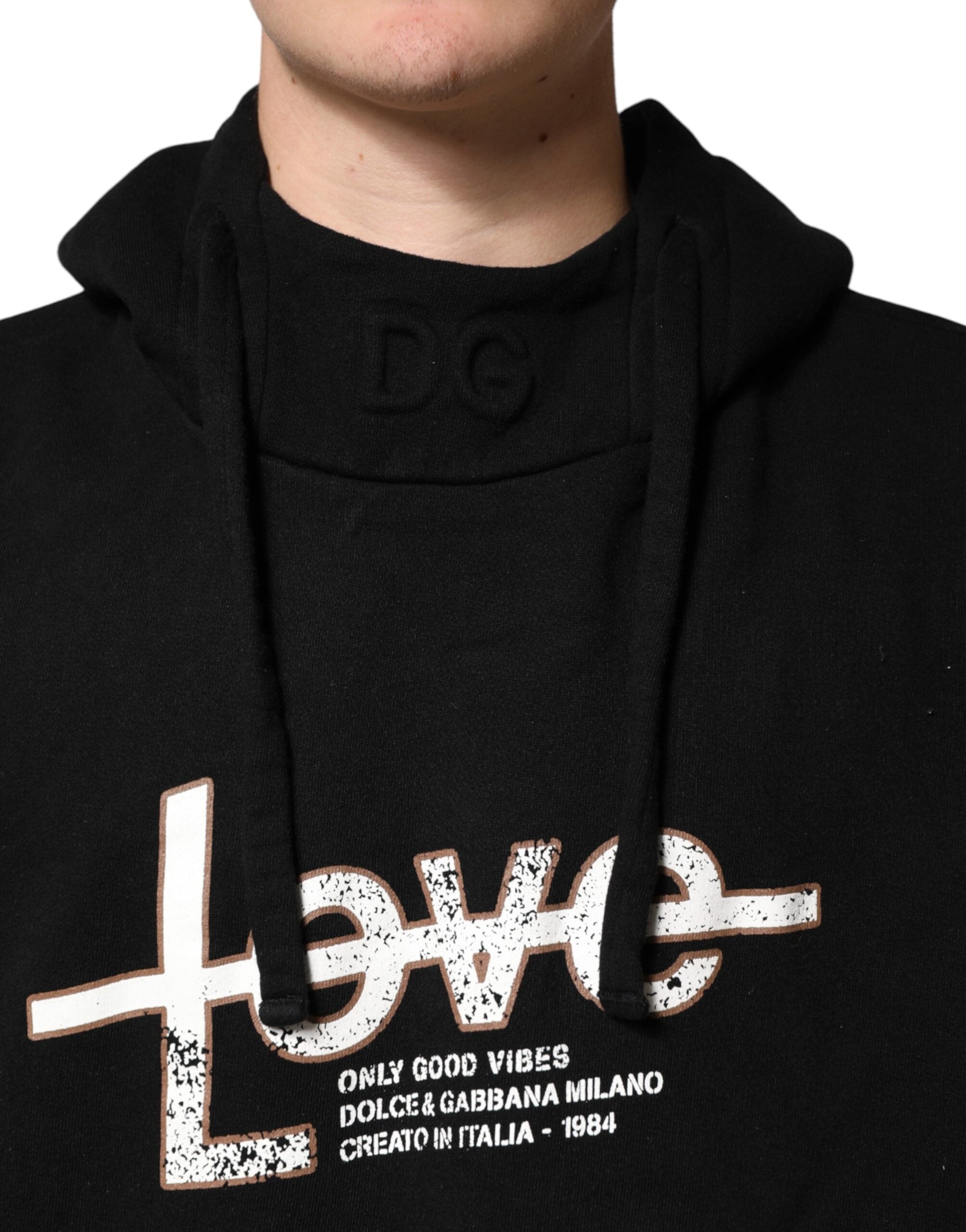 Dolce & Gabbana Black LOVE Cotton Hooded Sweatshirt Sweater