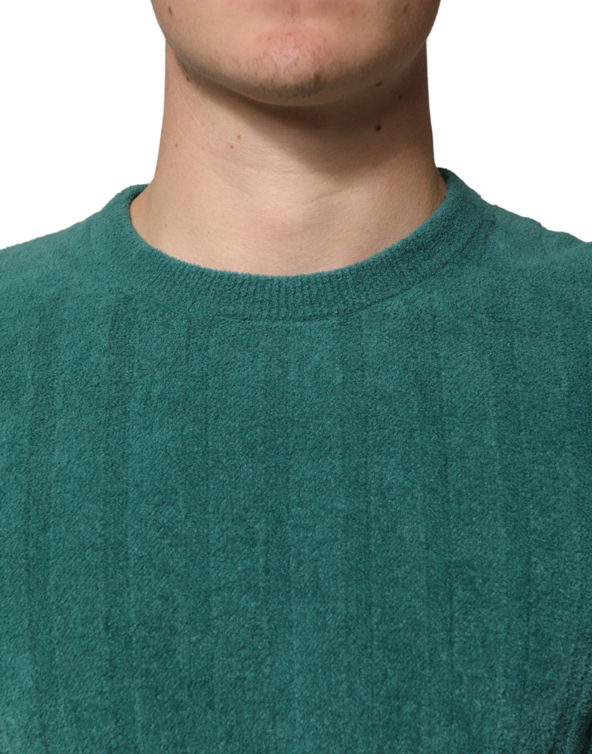 Dolce & Gabbana Dark Green Cotton Blend Men Crew Neck T-shirt