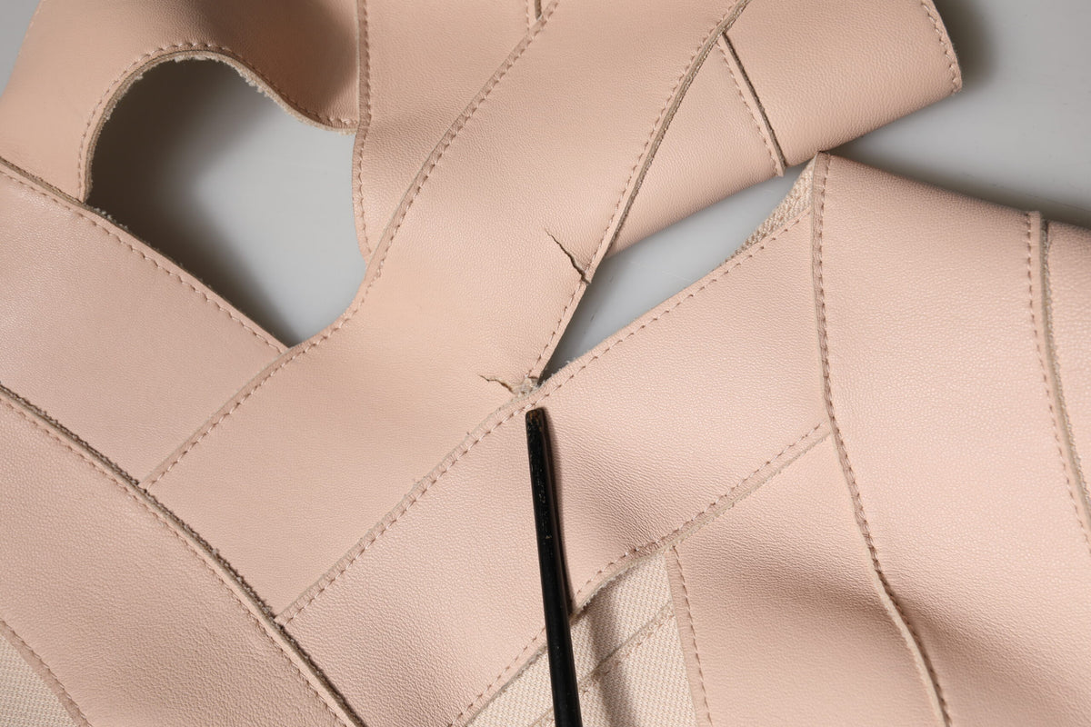 Dsquared² Beige Leather Short Sleeves Sheath Mini Dress