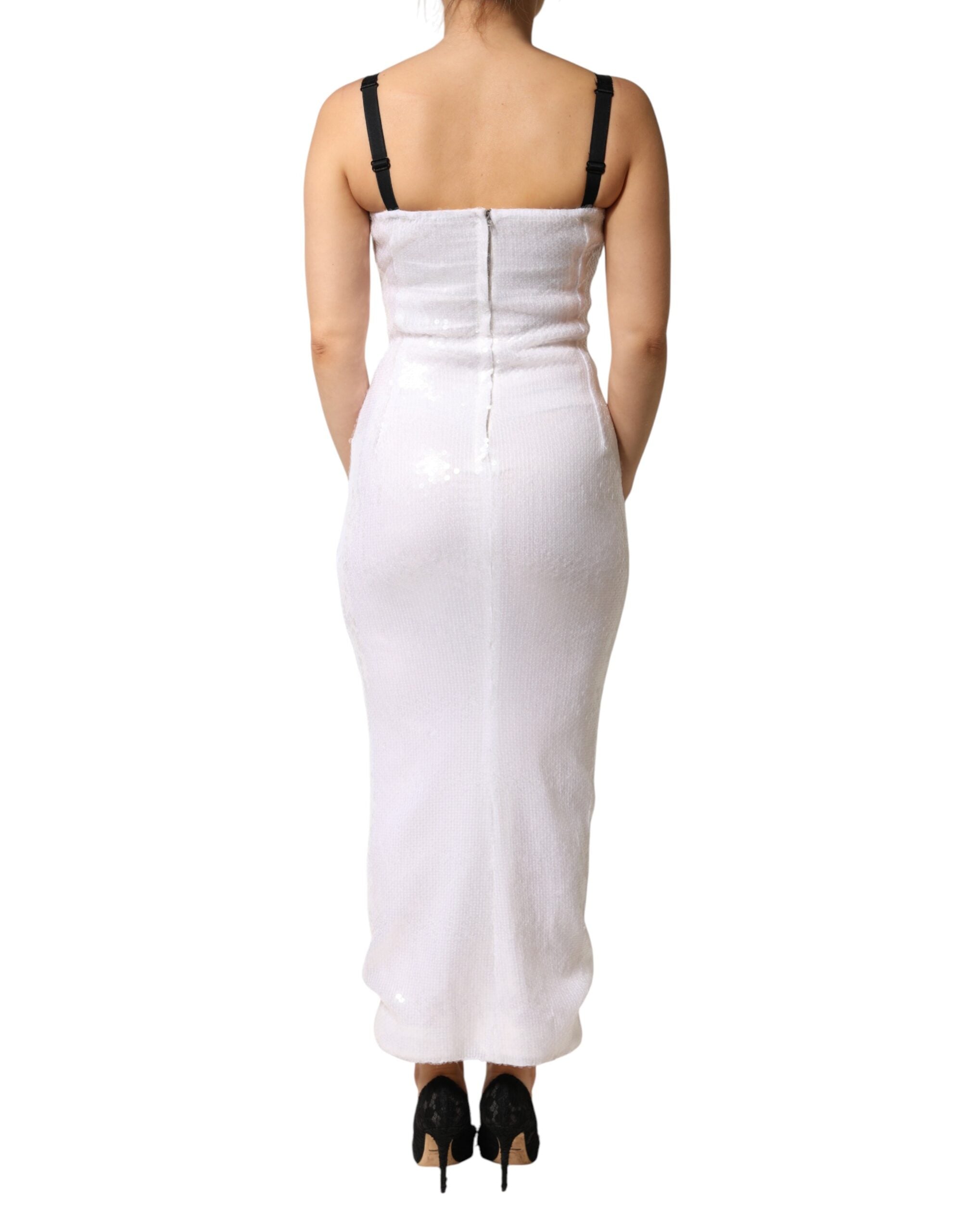 Dolce & Gabbana White Polyester Sleeveless Sheath Dress