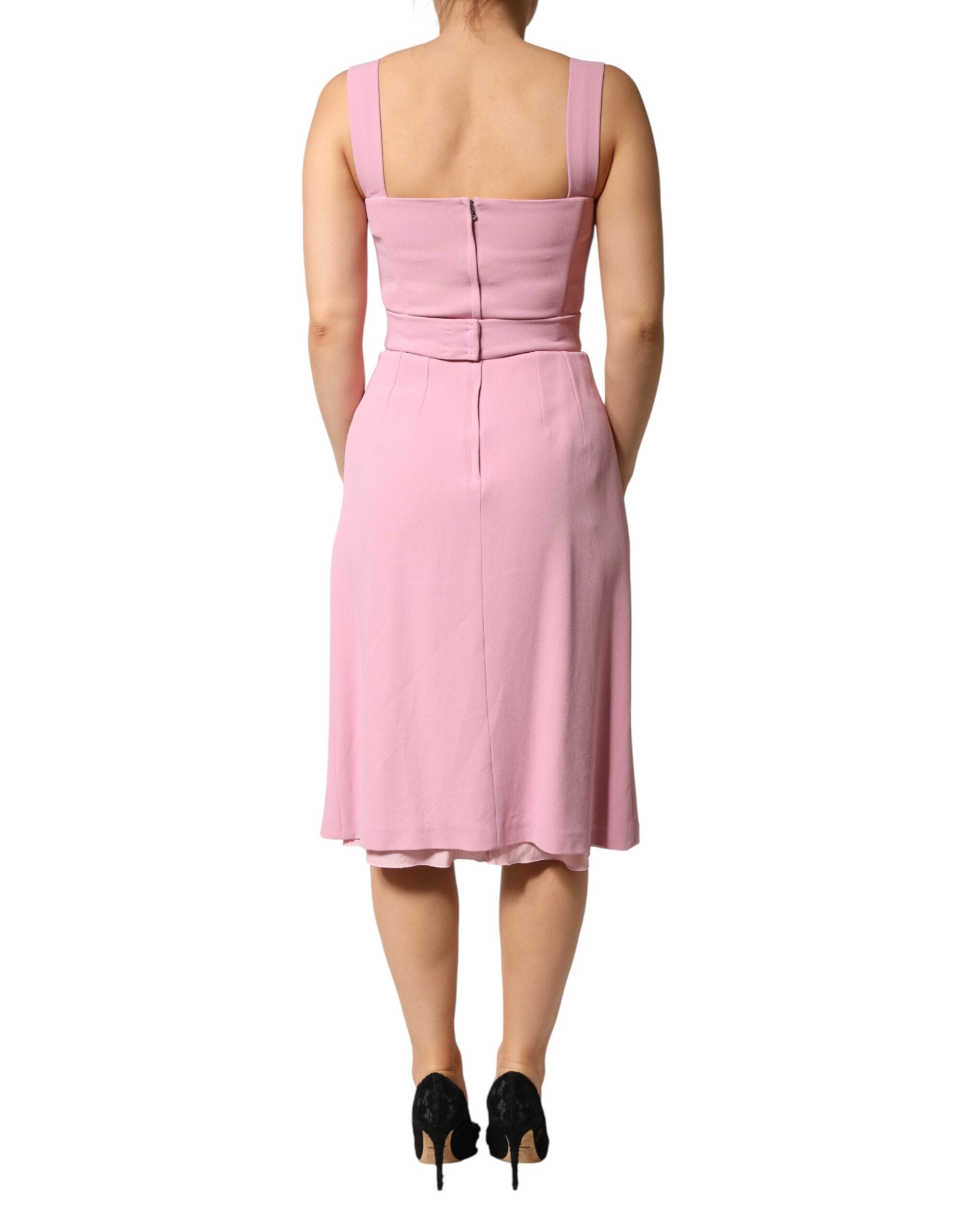 Dolce & Gabbana Pink Viscose Sleeveless Sheath Midi Dress