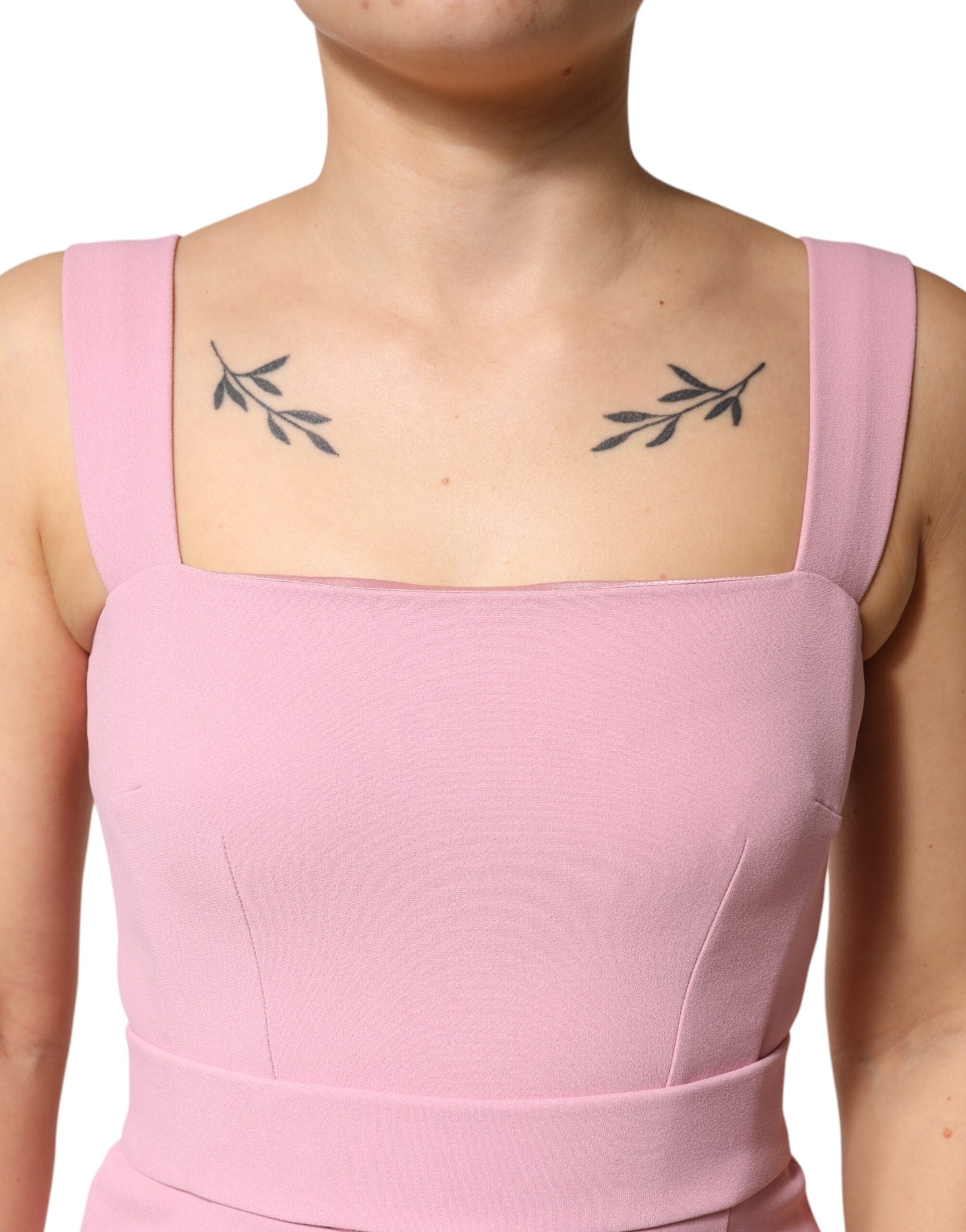 Dolce & Gabbana Pink Viscose Sleeveless Sheath Midi Dress