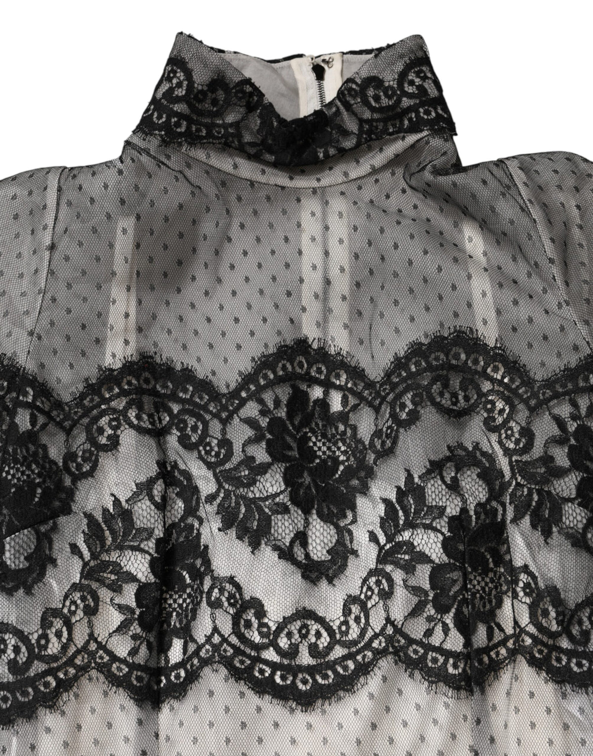 Dolce & Gabbana Black White Lace Silk Blend MaxiSheath Dress